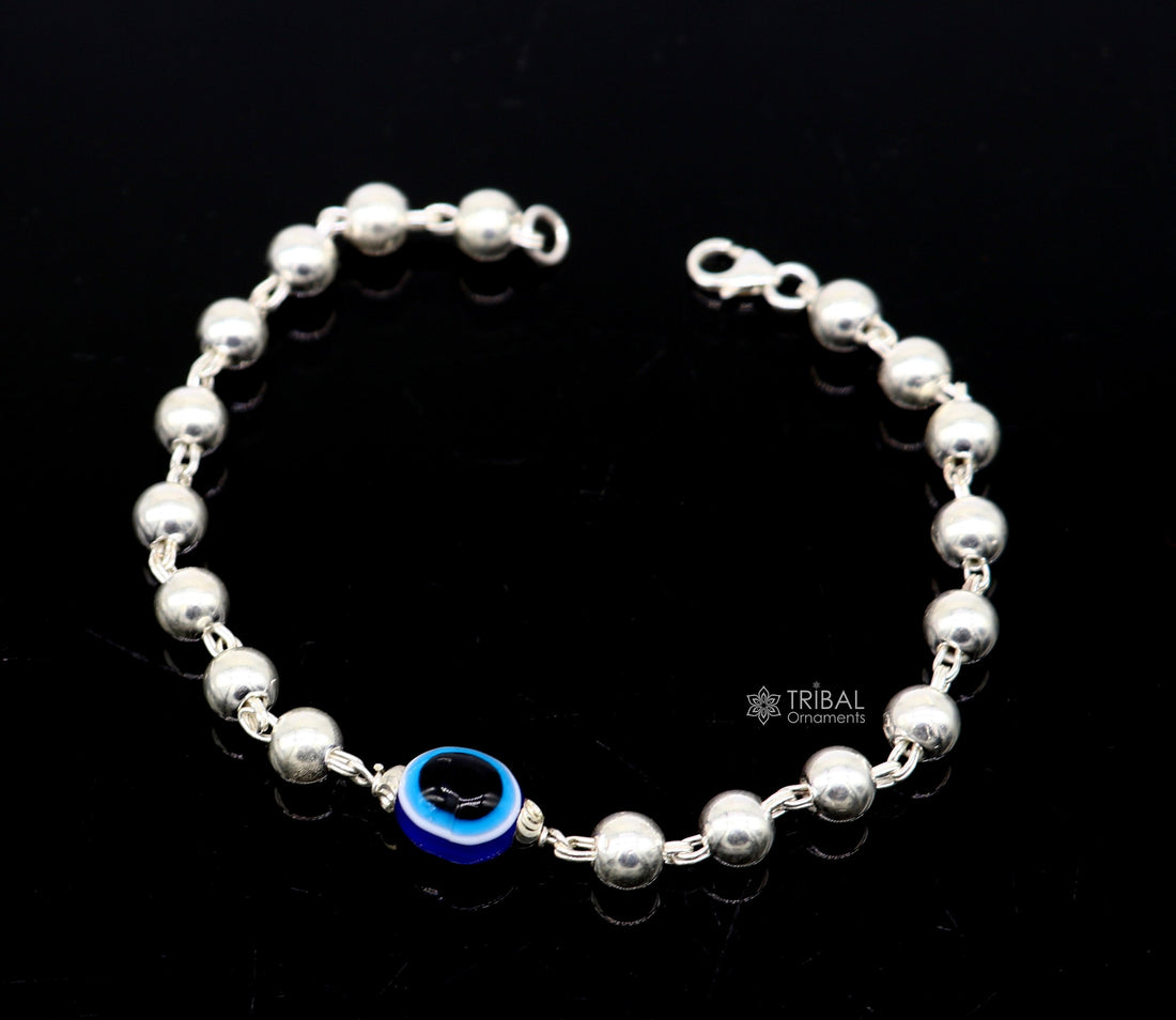 925 sterling silver handmade silver beaded evil eye bracelet, amazing stylish unisex cultural trendy bracelet all sizes jewelry sbr463 - TRIBAL ORNAMENTS