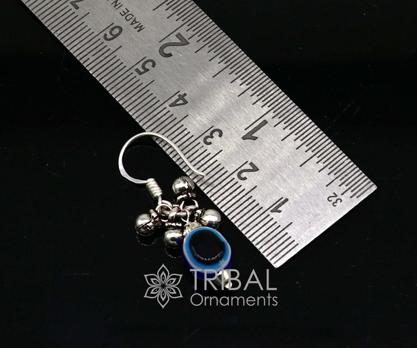 925 Sterling silver evil eye handmade hoops earring amazing customized drop dangle evil eyes jewelry for girl's s1164 - TRIBAL ORNAMENTS