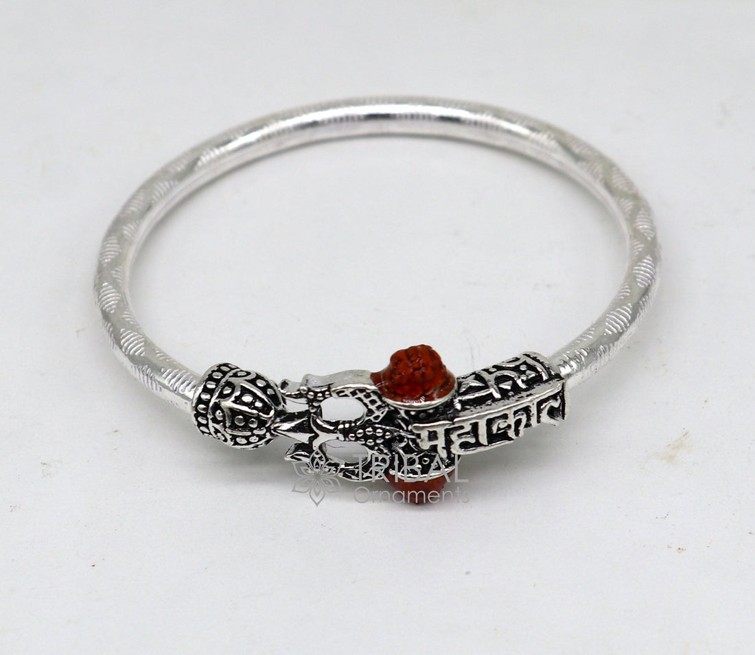 925 sterling silver Handmade gorgeous Lord shiva trident baby bangle bracelet kada, amazing Shiv kada unisex bracelet tribal jewelry nsk684 - TRIBAL ORNAMENTS