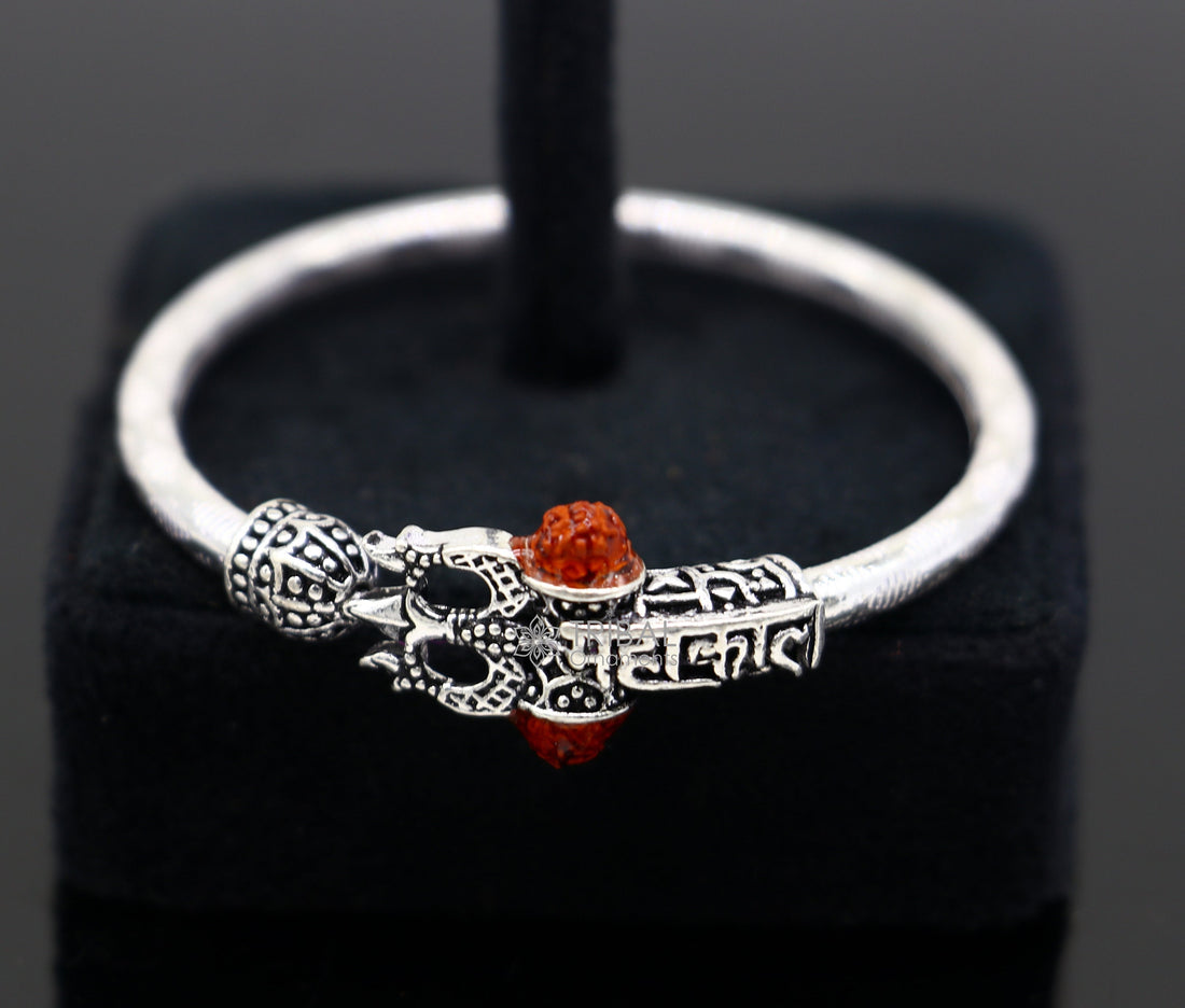 925 sterling silver Handmade gorgeous Lord shiva trident baby bangle bracelet kada, amazing Shiv kada unisex bracelet tribal jewelry nsk684 - TRIBAL ORNAMENTS