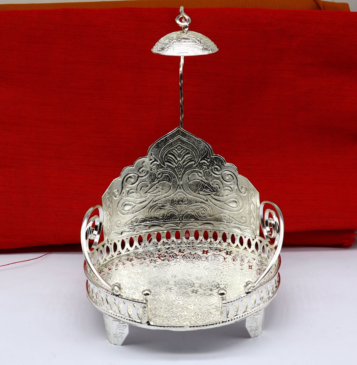 925 sterling silver sterling Sinhasan, singhasan idol god throne, god statue's divine chair, temple puja Chouki article article su1109 - TRIBAL ORNAMENTS