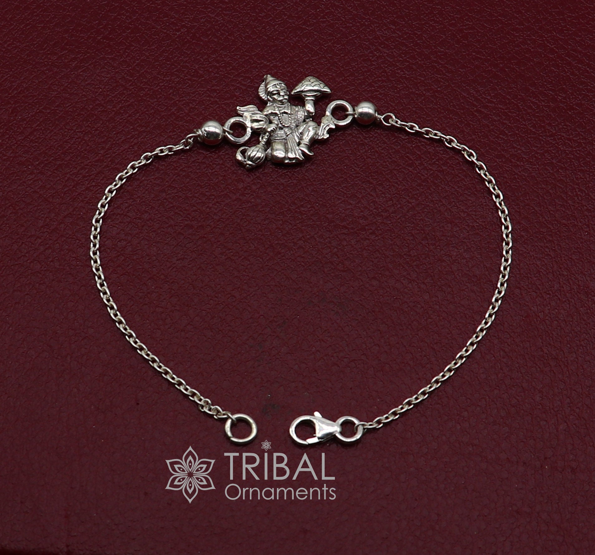 925 Sterling silver customized 'Hanuman' Rakhi or bracelet. best gift for your brother's for special personalized gifting sbr676 - TRIBAL ORNAMENTS