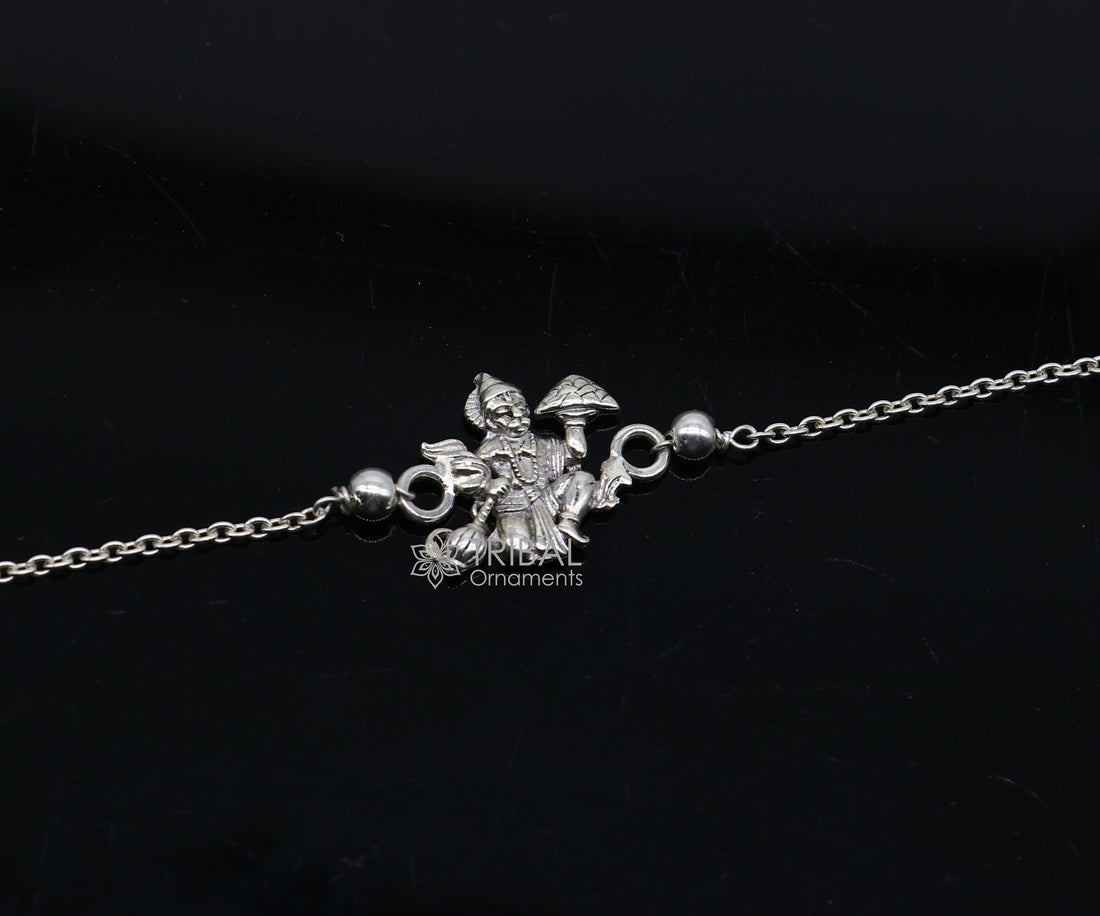 925 Sterling silver customized 'Hanuman' Rakhi or bracelet. best gift for your brother's for special personalized gifting sbr676 - TRIBAL ORNAMENTS