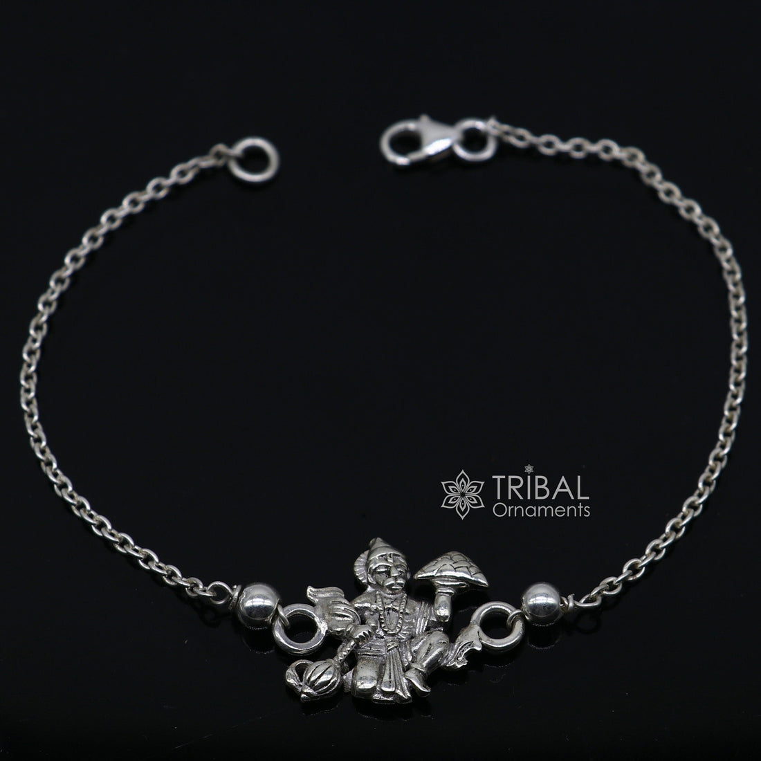 925 Sterling silver customized 'Hanuman' Rakhi or bracelet. best gift for your brother's for special personalized gifting sbr676 - TRIBAL ORNAMENTS