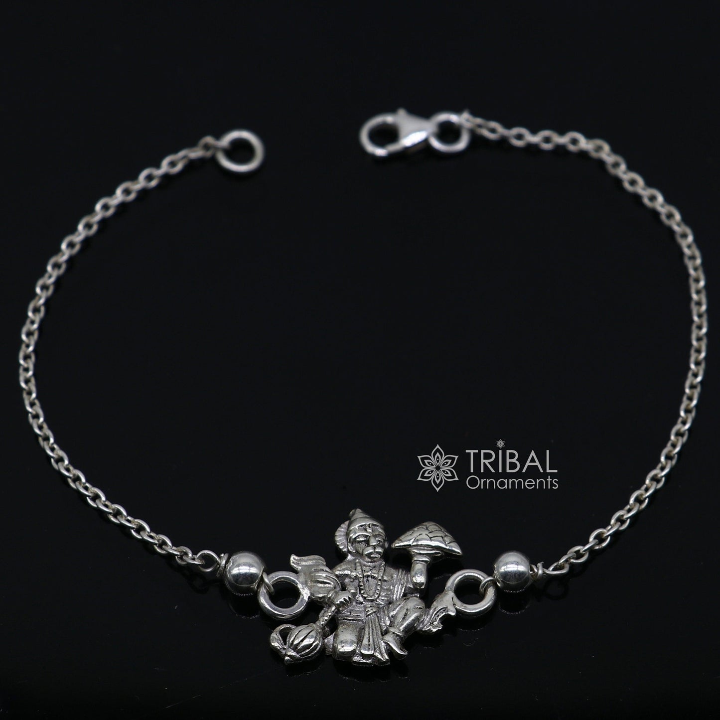 925 Sterling silver customized 'Hanuman' Rakhi or bracelet. best gift for your brother's for special personalized gifting sbr676 - TRIBAL ORNAMENTS