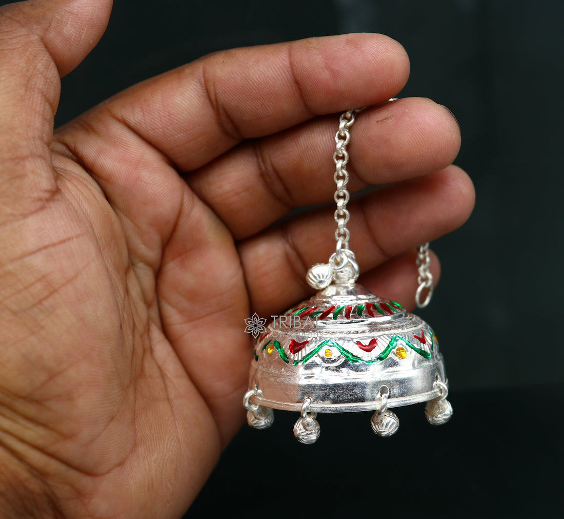 925 sterling Silver chatter/chatar, silver umbrella god temple art, Silver chandelier for temple Puja worshipping utensils su1118 - TRIBAL ORNAMENTS