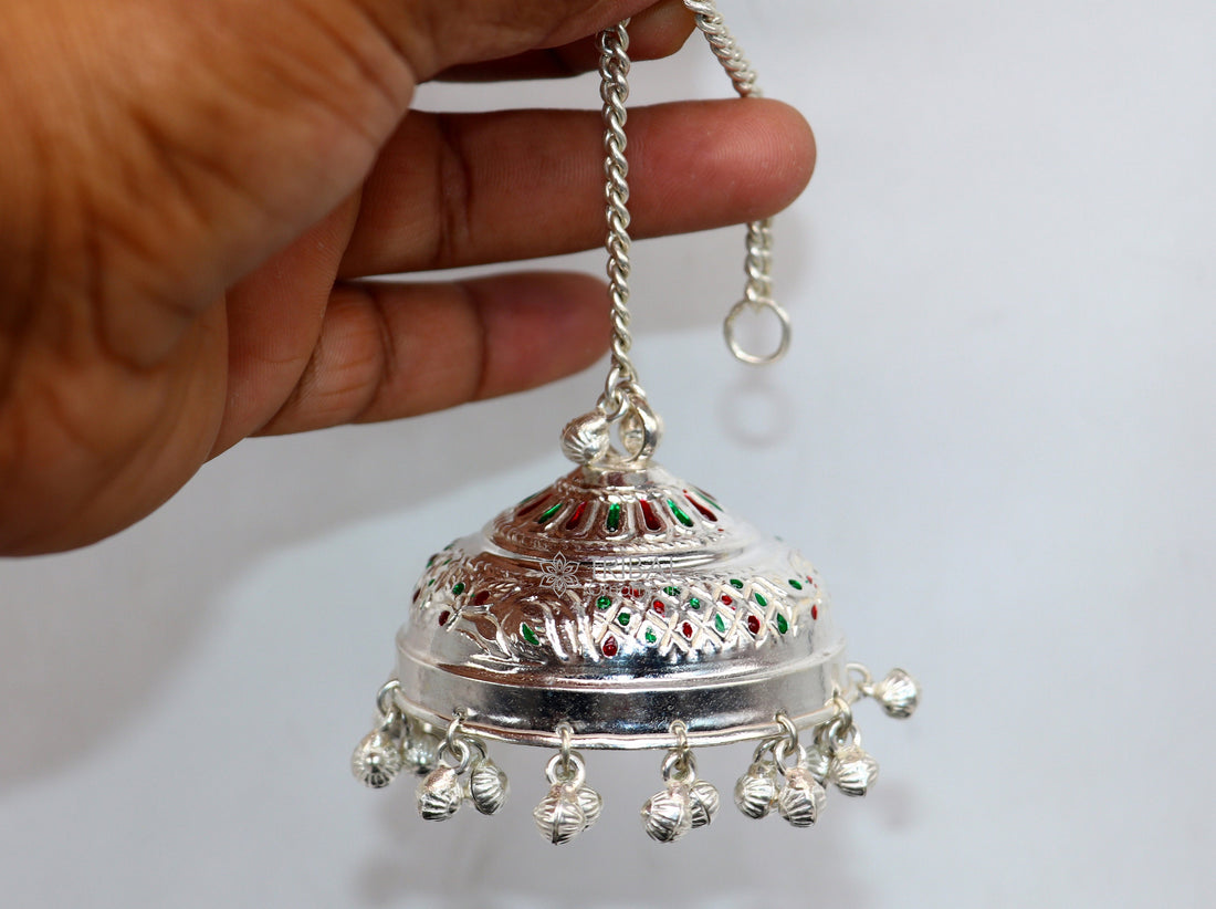 925 sterling Silver chatter/chatar, silver umbrella god temple art, Silver chandelier for temple Puja worshipping utensils su1120 - TRIBAL ORNAMENTS