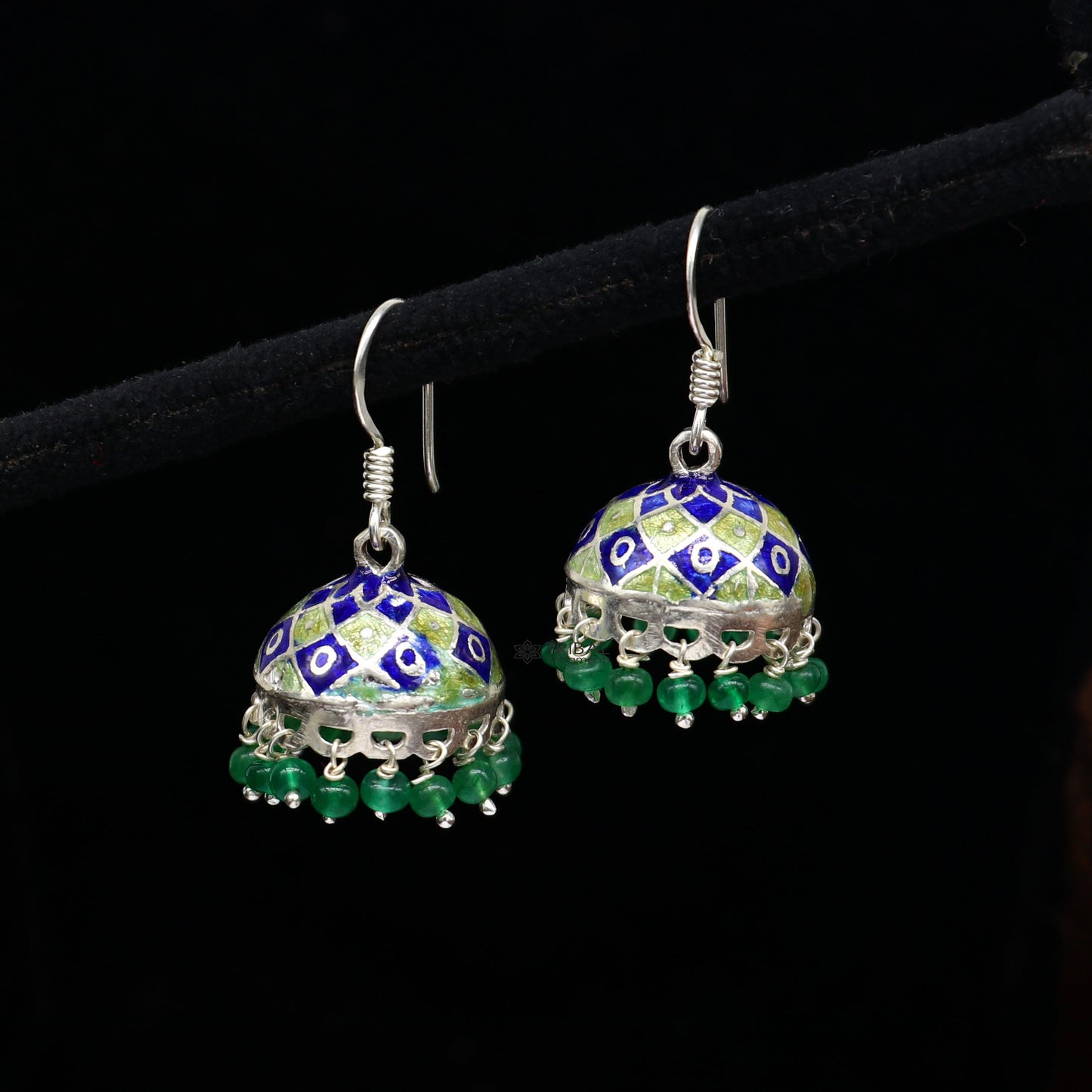 Trendy stylish  925 sterling silver Stylish colorful hoops earring chandelier, enamel work jhumka hanging drops brides earrings  s1189 - TRIBAL ORNAMENTS