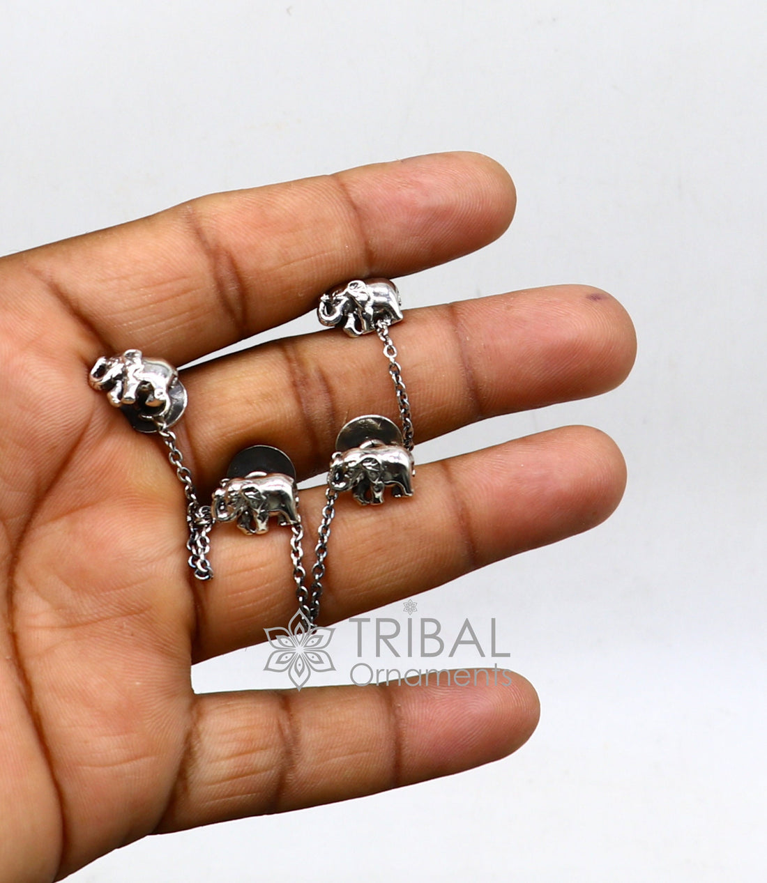 925 Sterling silver handmade amazing unique elephant shape ethnic style design buttons for men's kurta, best gifting accessories btn31 - TRIBAL ORNAMENTS