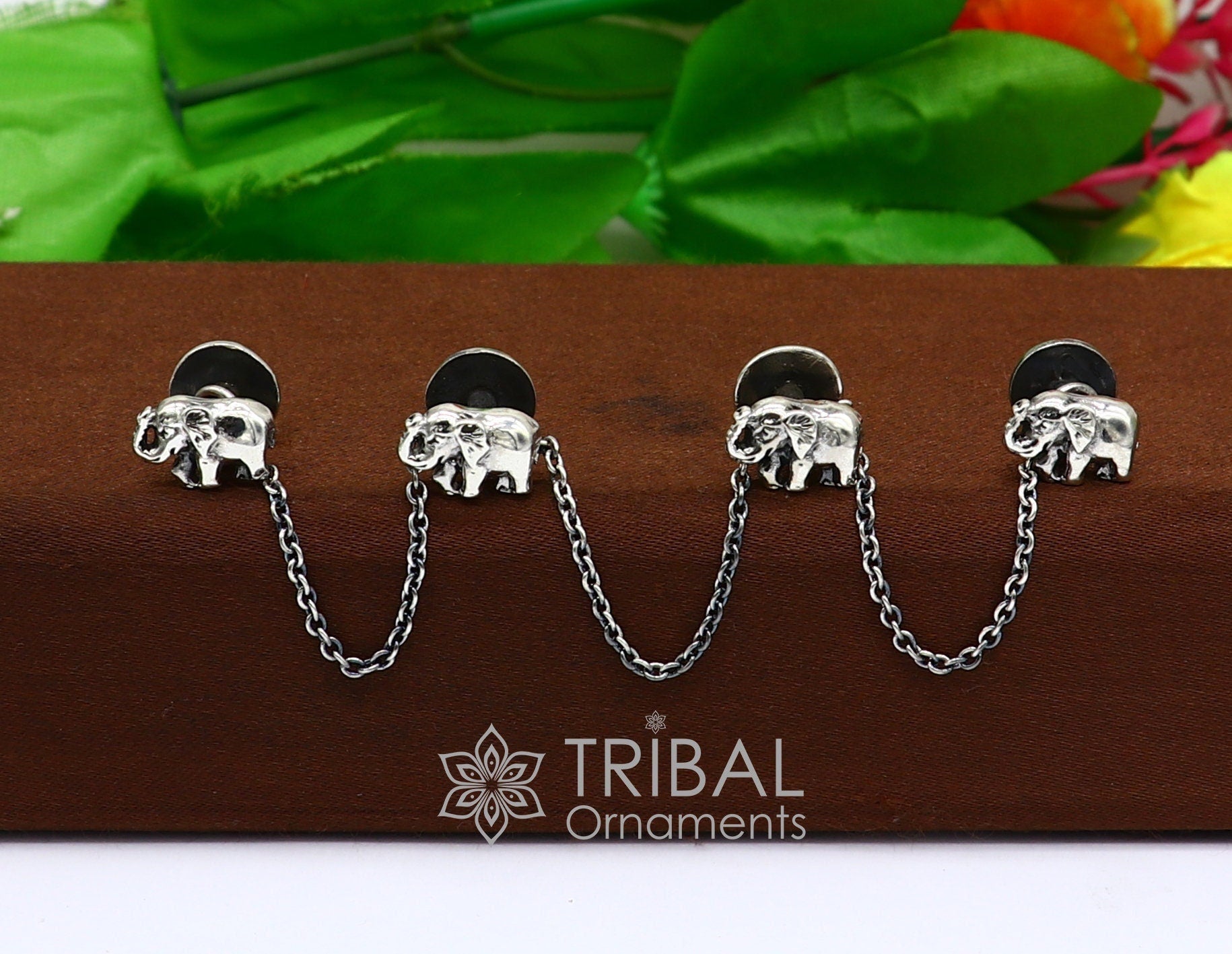 925 Sterling silver handmade amazing unique elephant shape ethnic style design buttons for men's kurta, best gifting accessories btn31 - TRIBAL ORNAMENTS