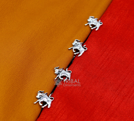 925 Sterling Silver bull design set of 4 kurta Buttons for Fashion Perfection, silver cufflinks, cultural trendy jewelry btn35 - TRIBAL ORNAMENTS