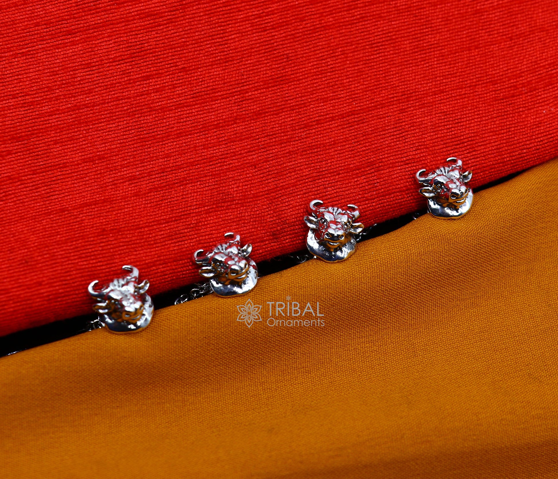 Bull head design 925 Sterling Silver set of 4 kurta Buttons for Fashion Perfection, silver cufflinks, cultural trendy jewelry btn38 - TRIBAL ORNAMENTS