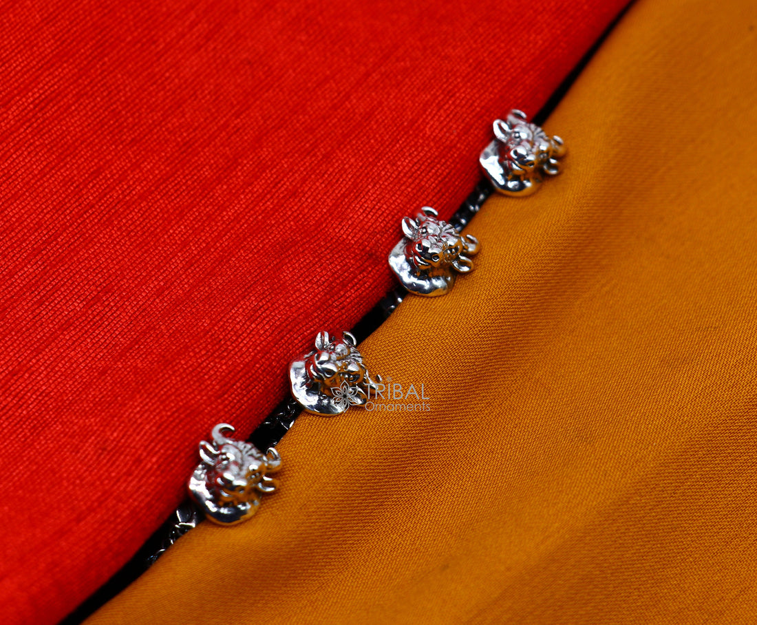 Bull head design 925 Sterling Silver set of 4 kurta Buttons for Fashion Perfection, silver cufflinks, cultural trendy jewelry btn38 - TRIBAL ORNAMENTS