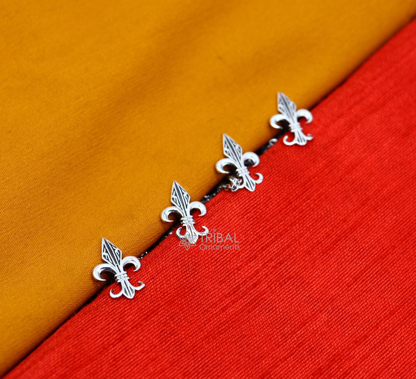 French Fleur de Lis design 925 Sterling Silver set of 4 kurta Buttons for Fashion Perfection silver cufflinks, cultural trendy jewelry btn39 - TRIBAL ORNAMENTS