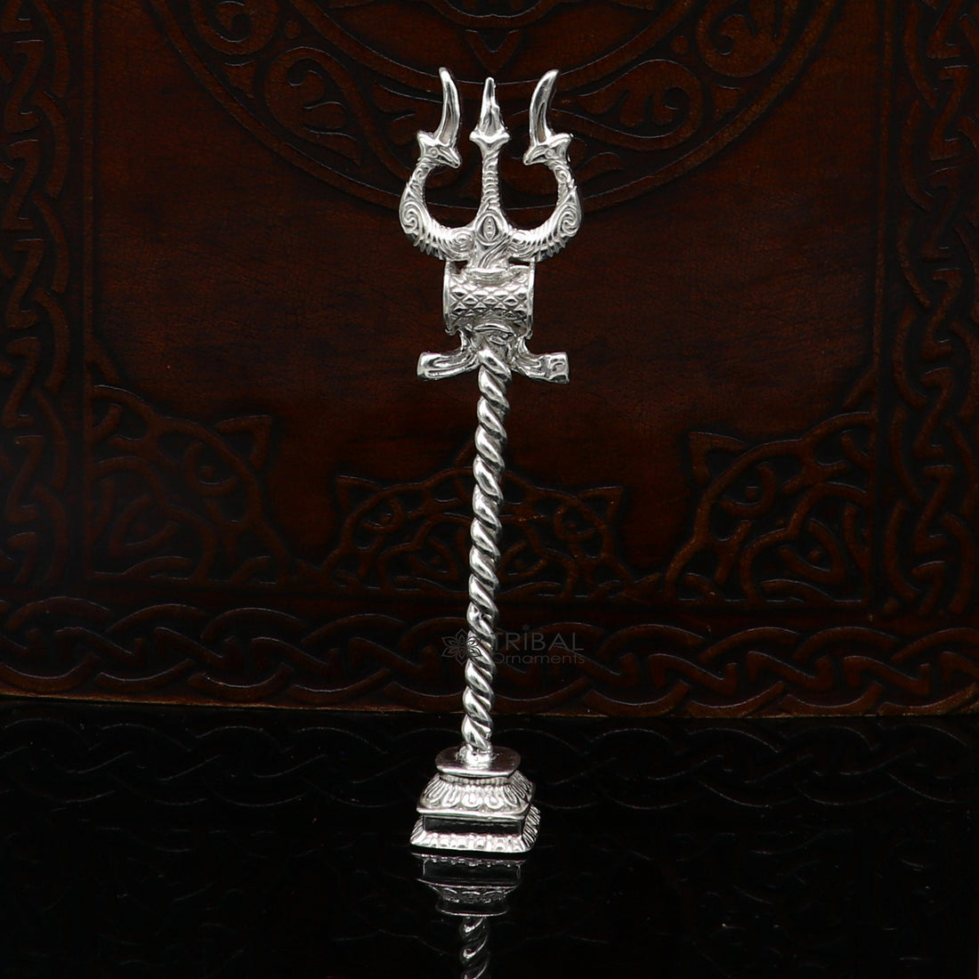 925 Sterling silver handmade lord Shiva trident with Damaru, fabulous craftsmanship Mahadev trishul, best collectible puja article art641 - TRIBAL ORNAMENTS