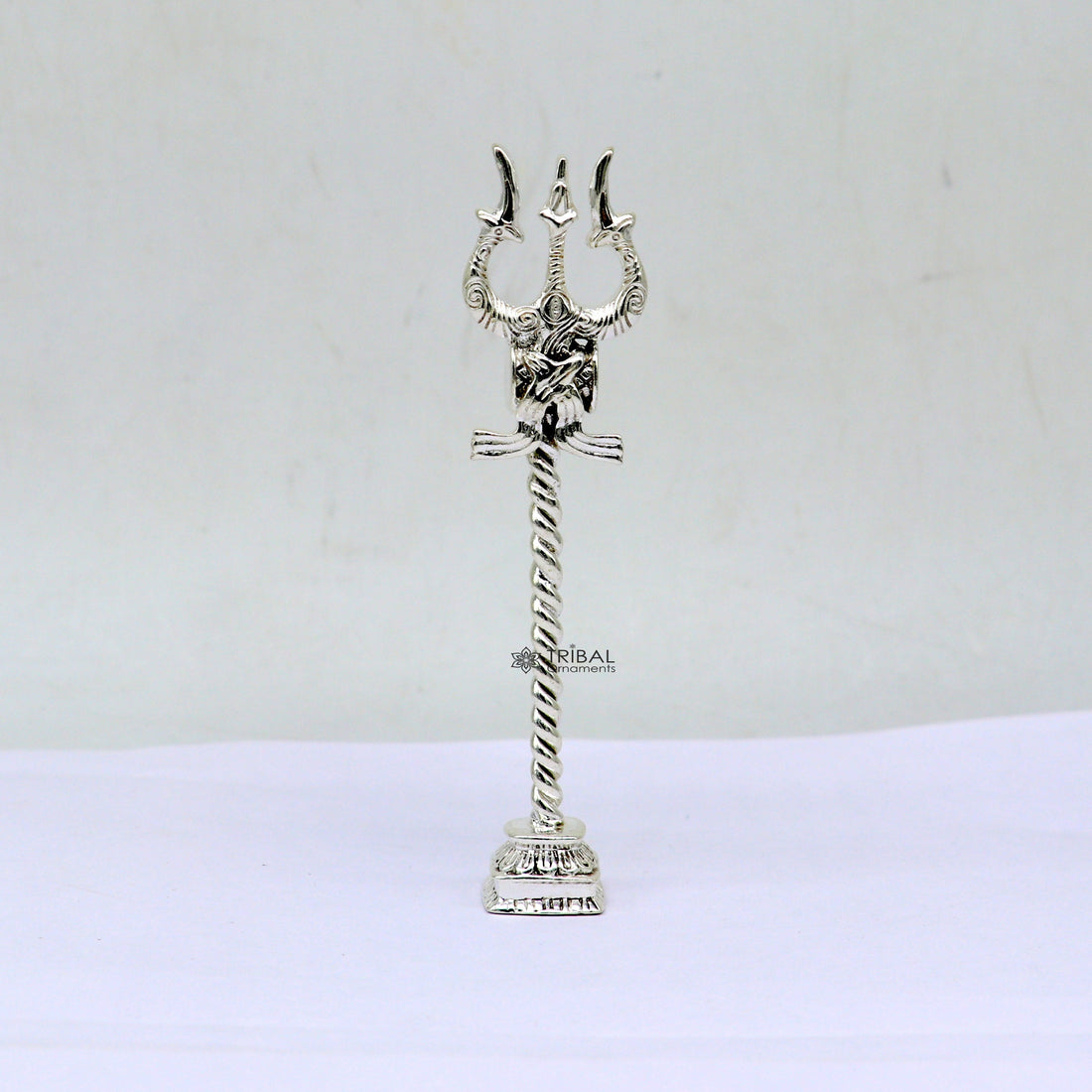 925 Sterling silver handmade lord Shiva trident with Damaru, fabulous craftsmanship Mahadev trishul, best collectible puja article art641 - TRIBAL ORNAMENTS