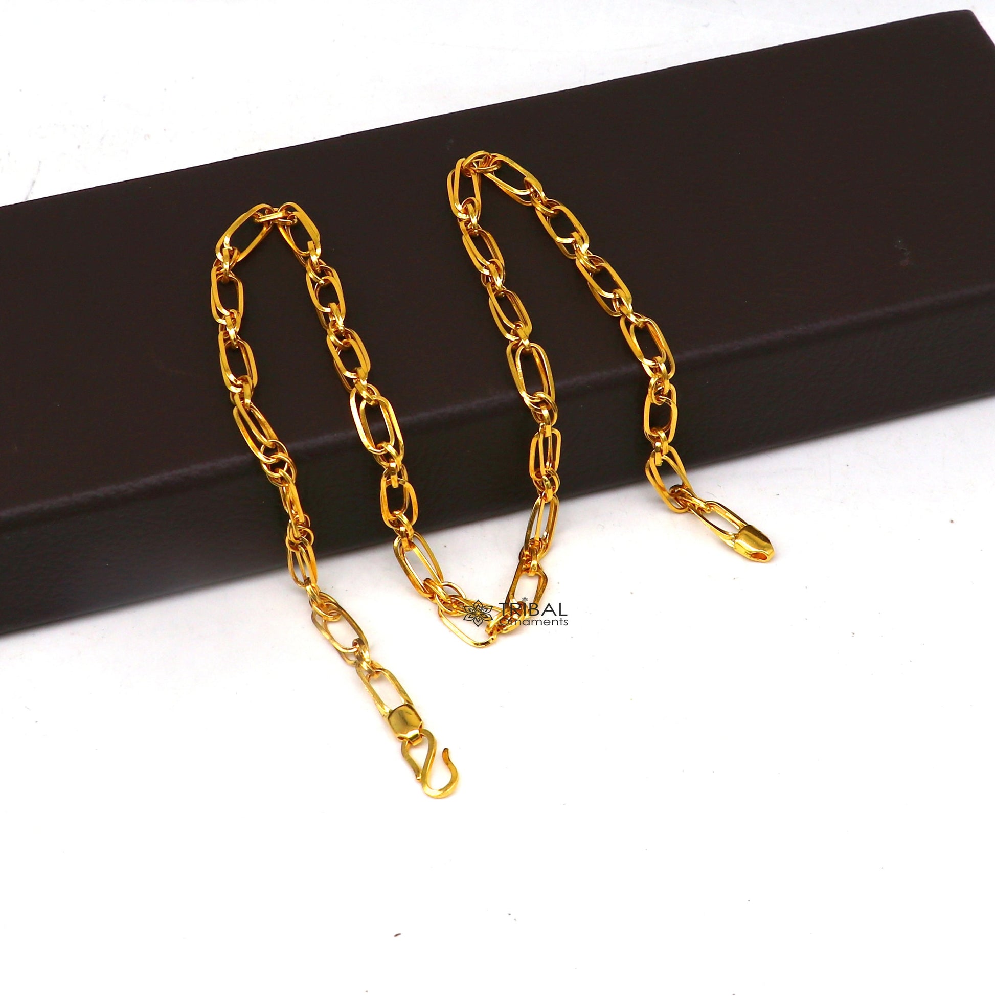 All sizes 22kt yellow gold certified Unisex chain necklace, best gifting customized indo link chain necklace fancy stylish jewelry ch572 - TRIBAL ORNAMENTS