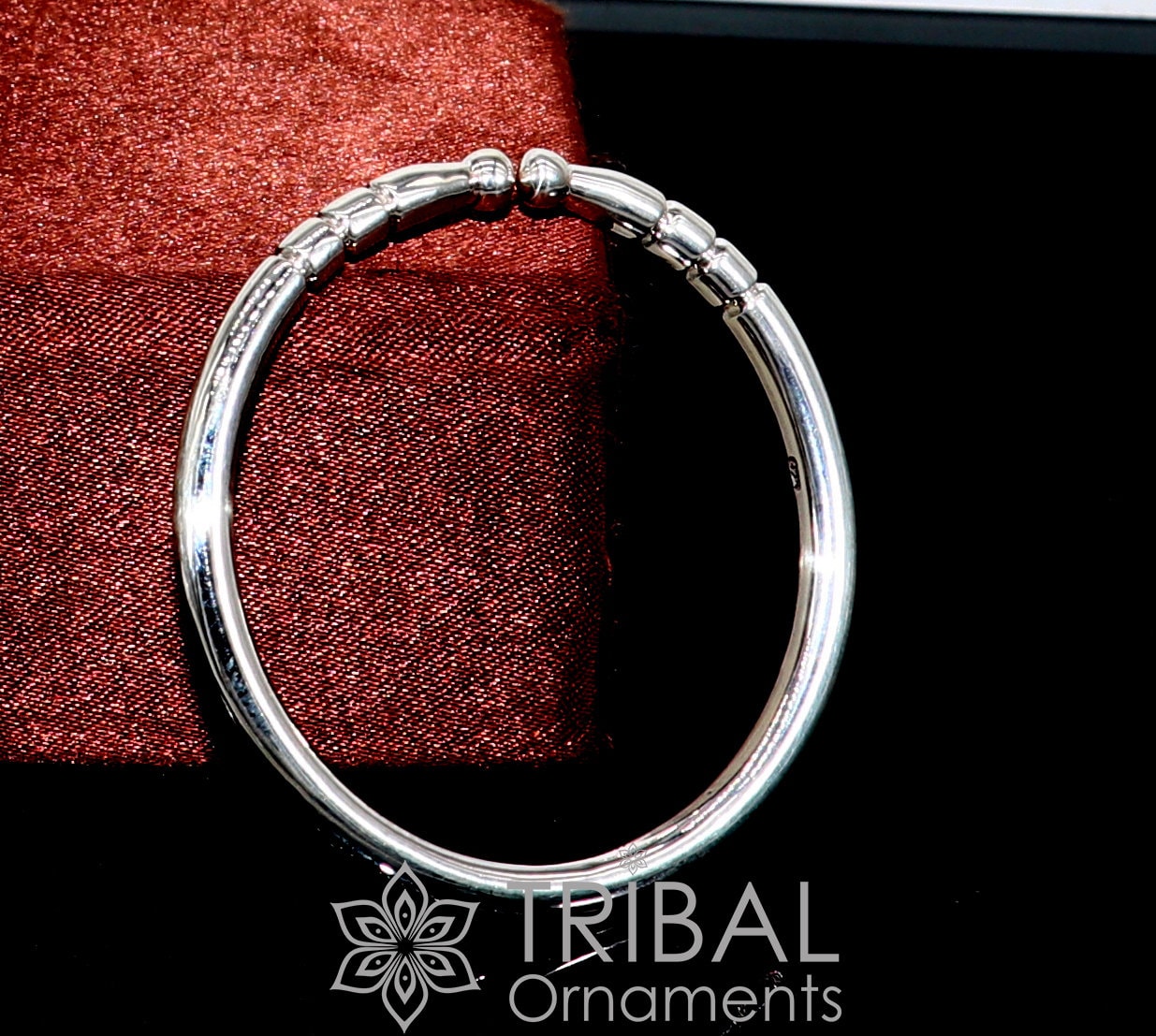 4mm 925 Solid sterling silver handmade plain shiny kids bangle bracelet adjustable baby kada, best Modern trendy gift for unisex nsk687 - TRIBAL ORNAMENTS