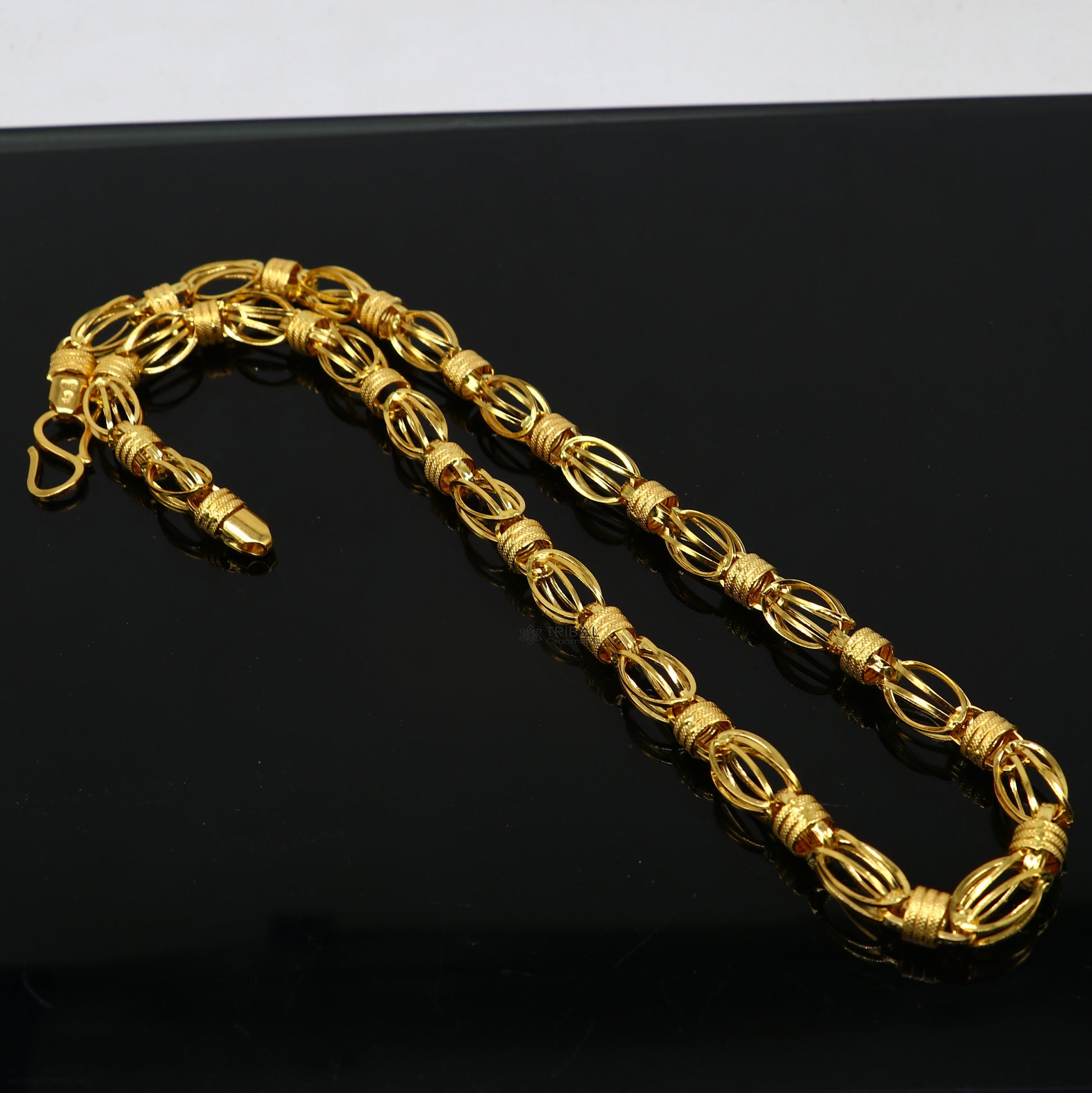 Hallmarked 22kt 22ct yellow gold handmade certified gold byzantine luxury gifting chain necklace all sized men's chain necklace gch582 - TRIBAL ORNAMENTS