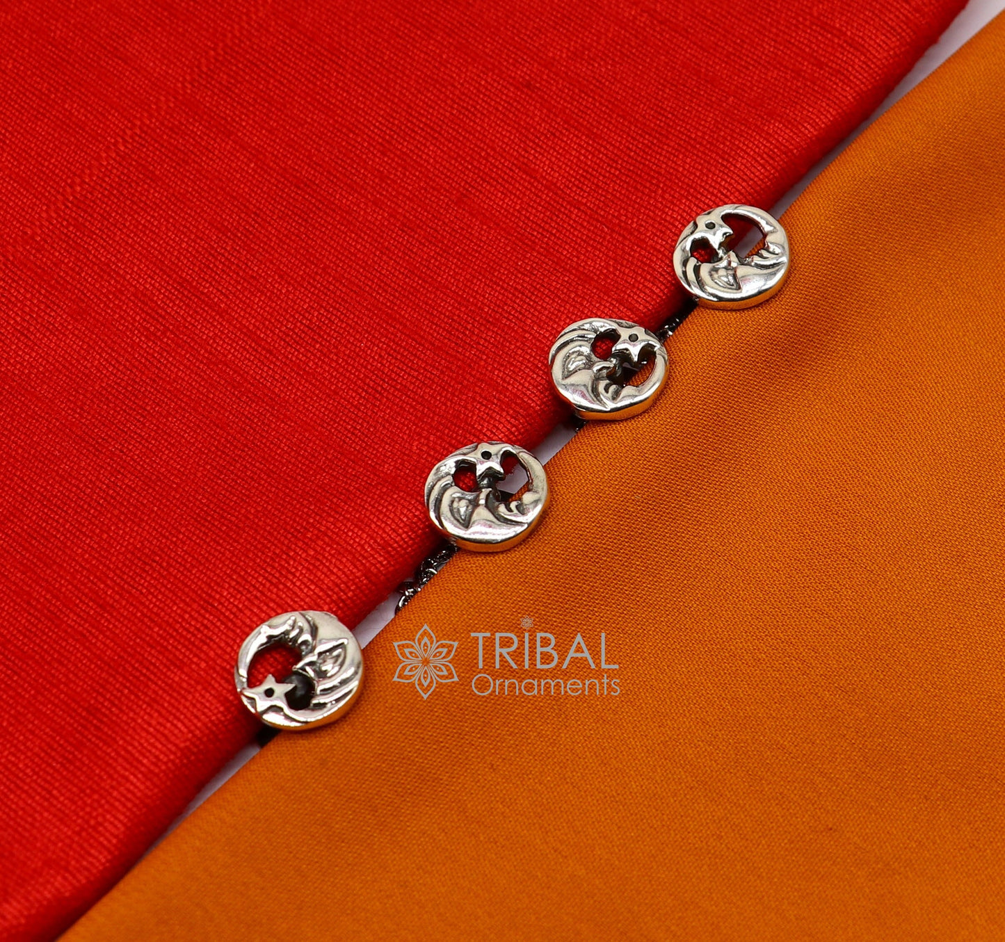 Moon and star design 925 Sterling Silver set of 4 kurta Buttons for Fashion Perfection, silver cufflinks, cultural trendy jewelry btn46 - TRIBAL ORNAMENTS