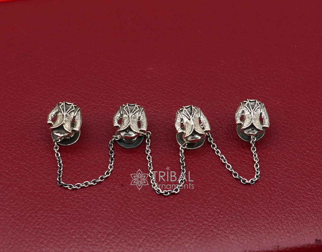 Blazer suit design 925 Sterling Silver set of 4 kurta Buttons for Fashion Perfection, silver cufflinks, cultural trendy jewelry btn47 - TRIBAL ORNAMENTS