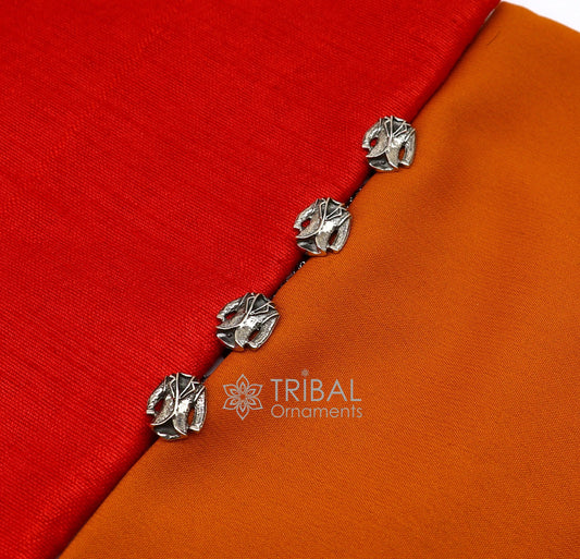 Blazer suit design 925 Sterling Silver set of 4 kurta Buttons for Fashion Perfection, silver cufflinks, cultural trendy jewelry btn47 - TRIBAL ORNAMENTS