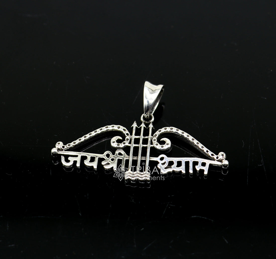 925 sterling silver Trendy Khatushyam ji Dhanush pendant, unique "Jai Shree Shyam" pendant for both girls and boys jewelry ssp622 - TRIBAL ORNAMENTS