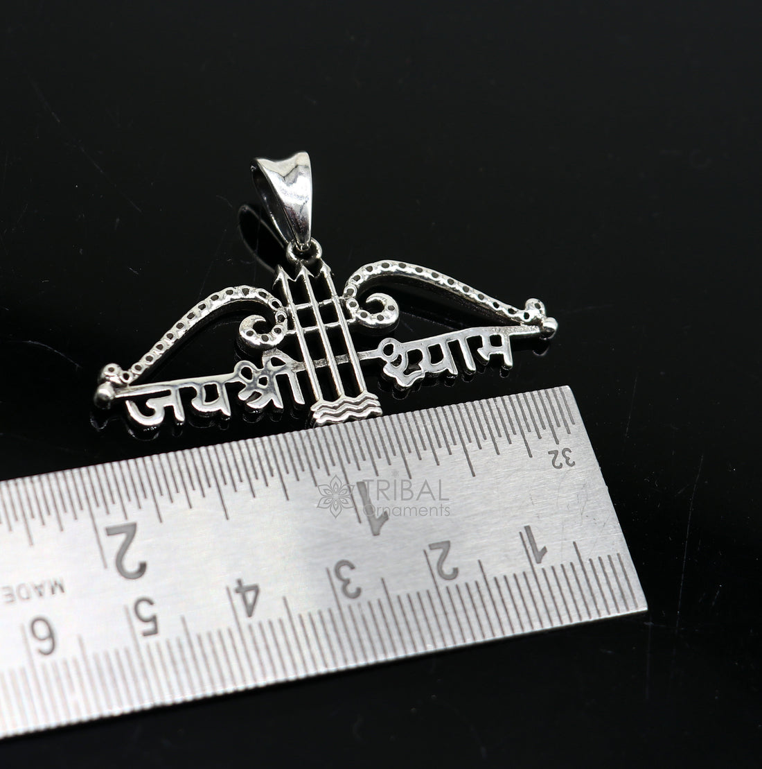 925 sterling silver Trendy Khatushyam ji Dhanush pendant, unique "Jai Shree Shyam" pendant for both girls and boys jewelry ssp622 - TRIBAL ORNAMENTS