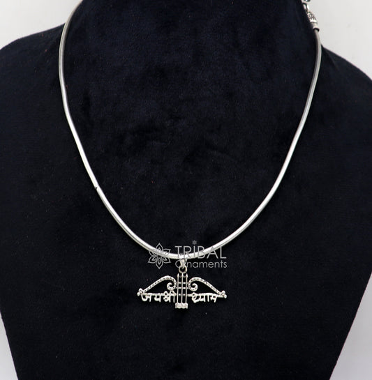 925 sterling silver Trendy Divine Khatushyam ji Dhanush pendant, unique "Jai Shree Shyam" pendant for both girls and boys jewelry ssp624 - TRIBAL ORNAMENTS
