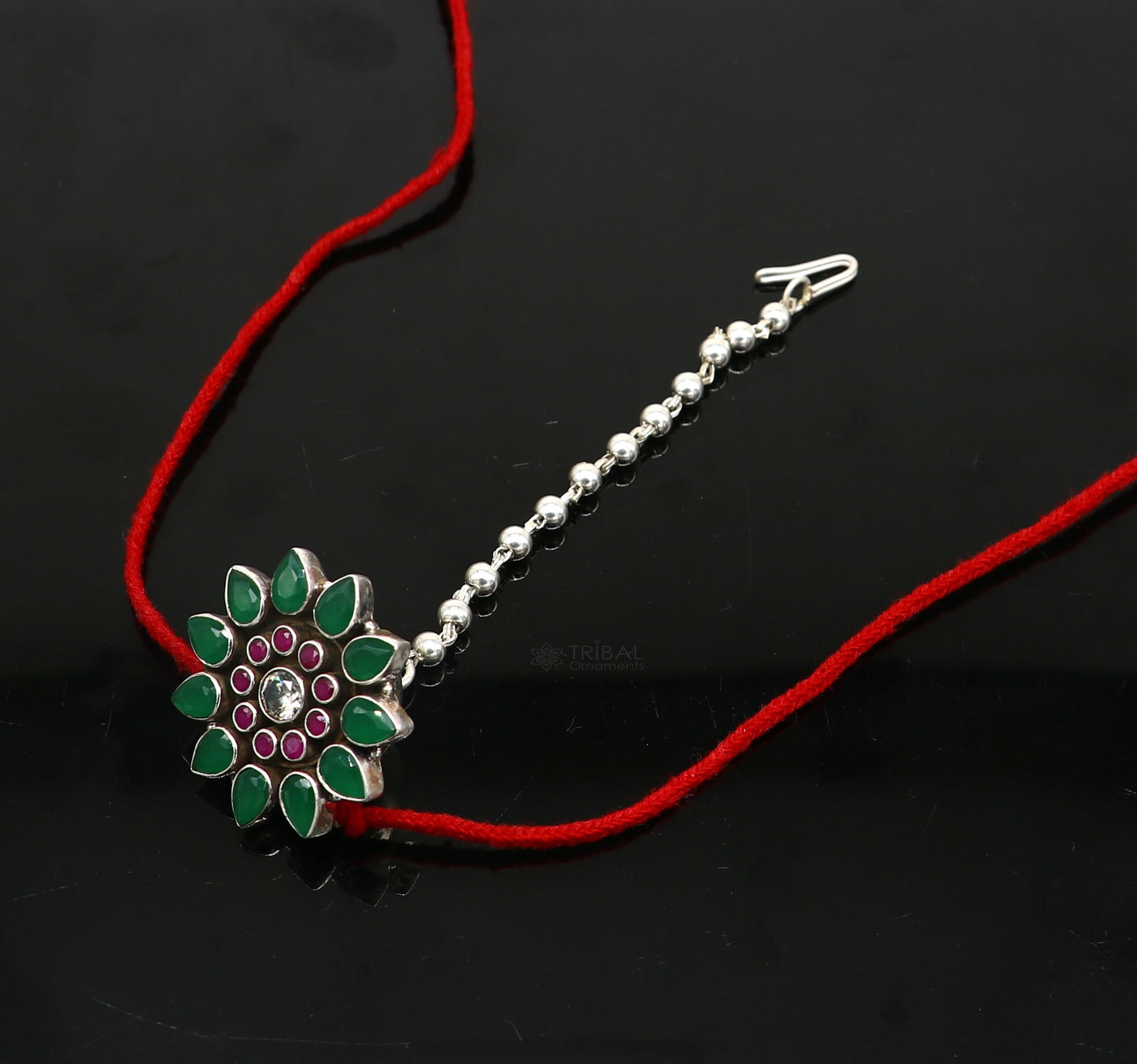 925 sterling silver handmade traditional design Mangtika, mangtika is a stunning and elegant piece of hair/ head jewelry, brides gift MT27 - TRIBAL ORNAMENTS