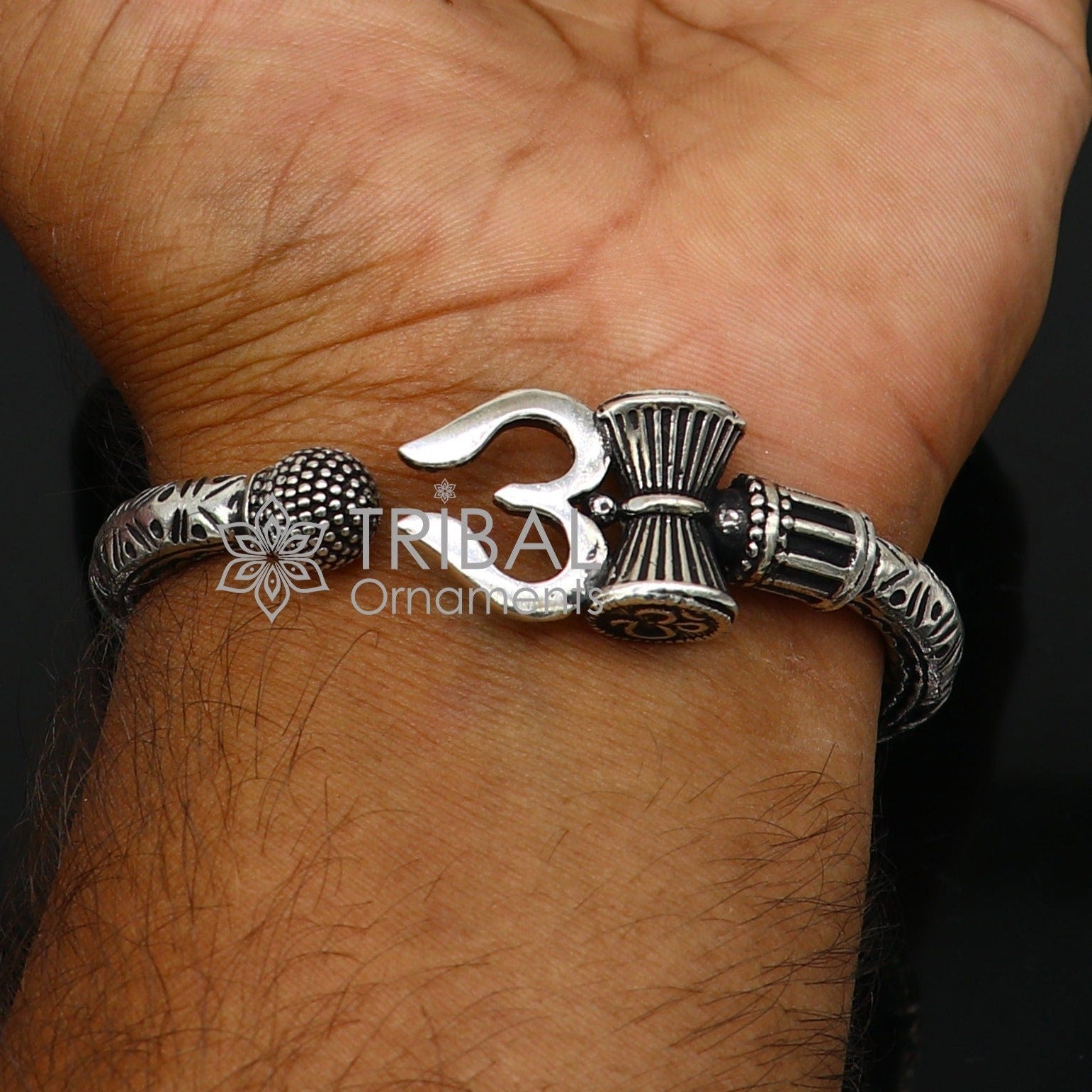 925 Sterling Silver Handmade Chitai Work Lord Shiva Trident 