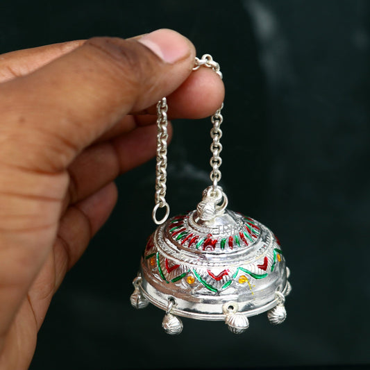 925 sterling Silver chatter/chatar, silver umbrella god temple art, Silver chandelier for temple Puja worshipping utensils su1118 - TRIBAL ORNAMENTS