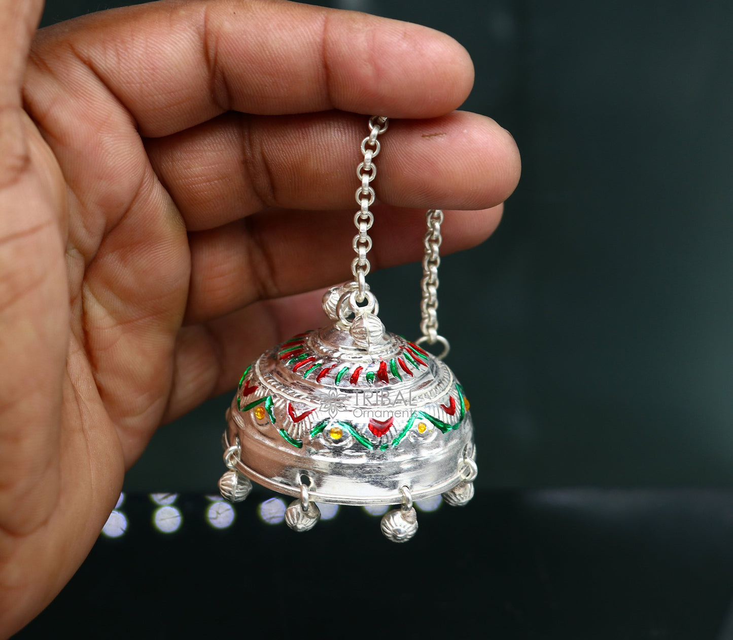 925 sterling Silver chatter/chatar, silver umbrella god temple art, Silver chandelier for temple Puja worshipping utensils su1118 - TRIBAL ORNAMENTS