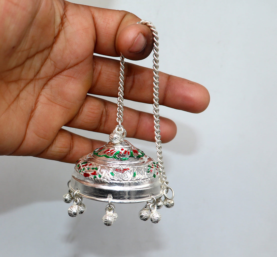 925 sterling Silver chatter/chatar, silver umbrella god temple art, Silver chandelier for temple Puja worshipping utensils su1119 - TRIBAL ORNAMENTS