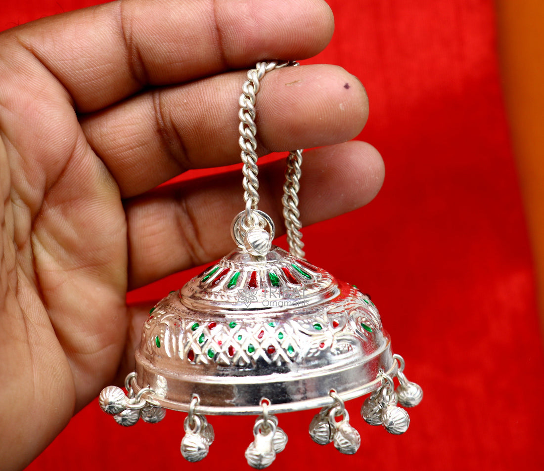 925 sterling Silver chatter/chatar, silver umbrella god temple art, Silver chandelier for temple Puja worshipping utensils su1120 - TRIBAL ORNAMENTS