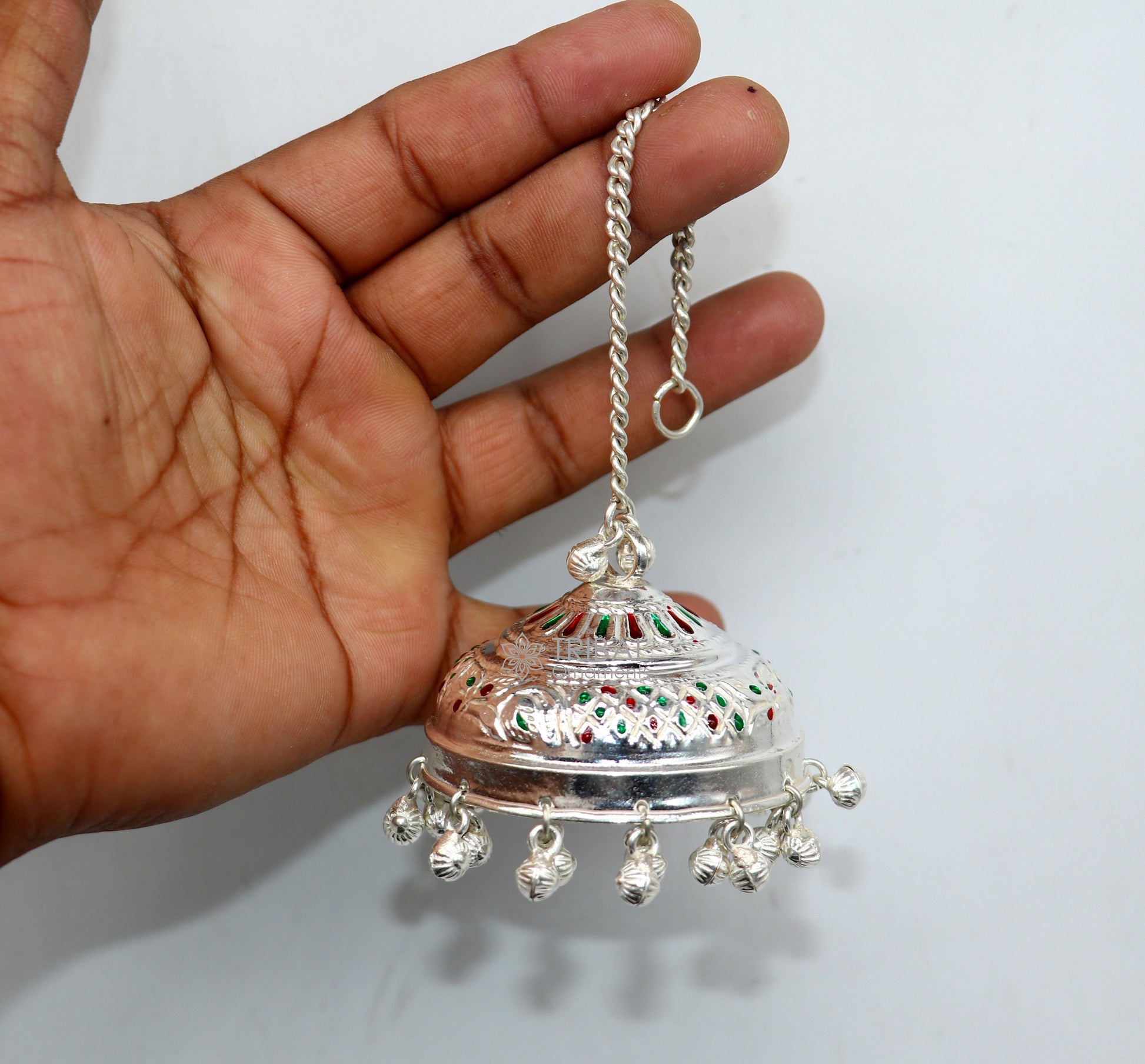 925 sterling Silver chatter/chatar, silver umbrella god temple art, Silver chandelier for temple Puja worshipping utensils su1120 - TRIBAL ORNAMENTS