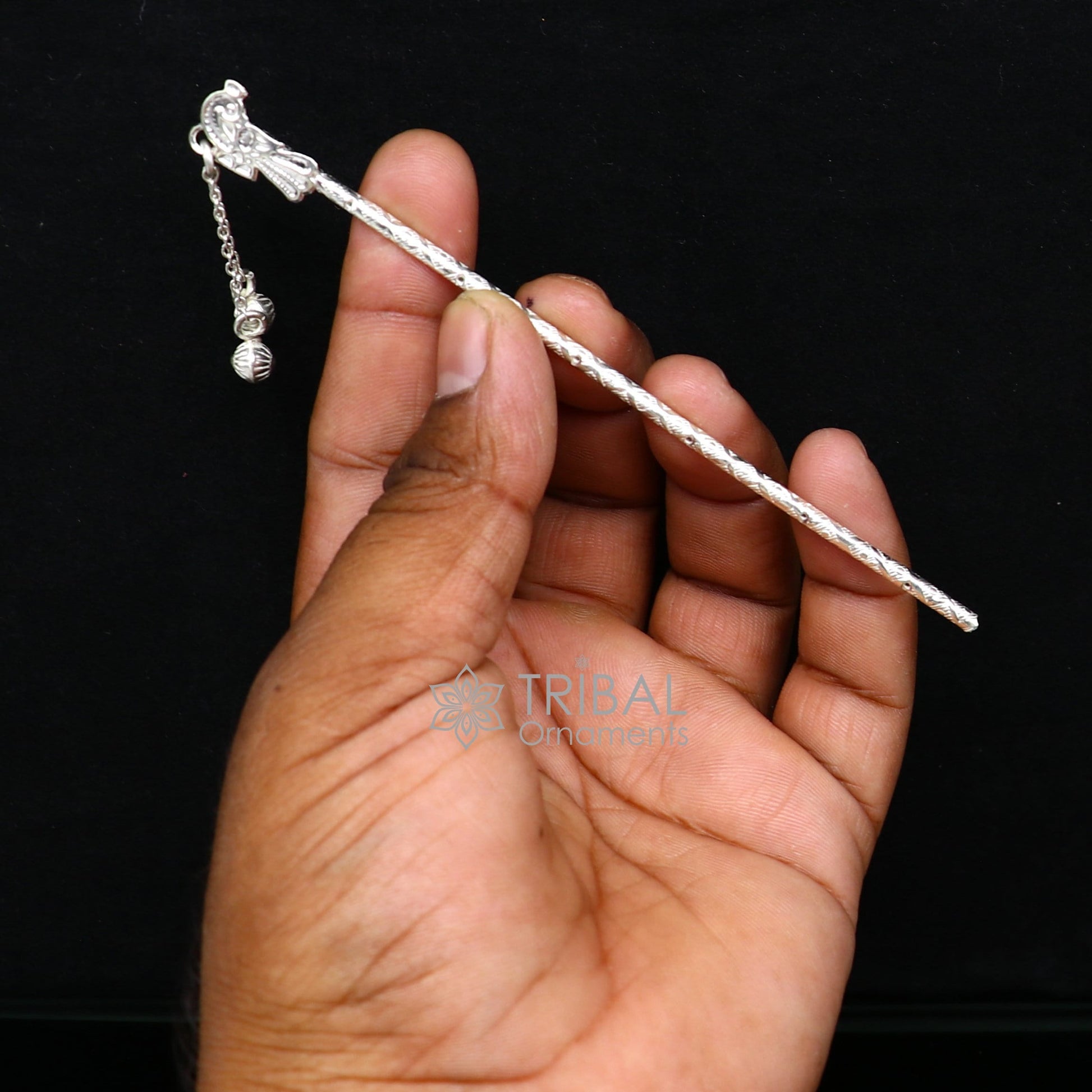 5" Flute divine 925 sterling silver handmade idol krishna flute, silver bansuri, laddu gopala flute, little krishna flute puja art su1122 - TRIBAL ORNAMENTS