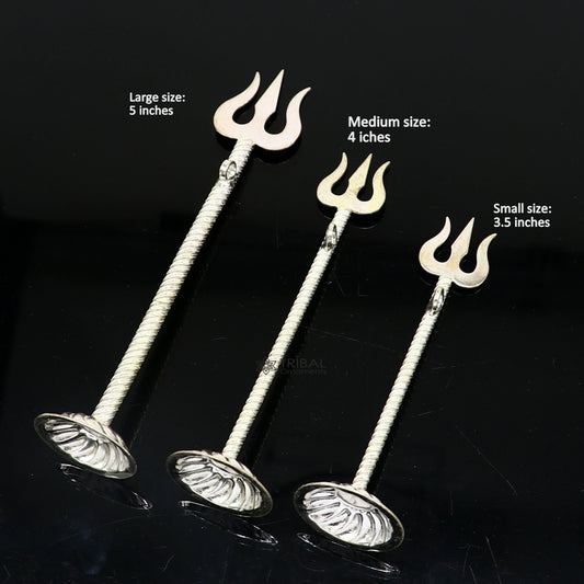 925 Sterling silver handmade lord Shiva trident, fabulous craftsmanship Mahadev trishul or goddess trident collectible puja article su1131 - TRIBAL ORNAMENTS