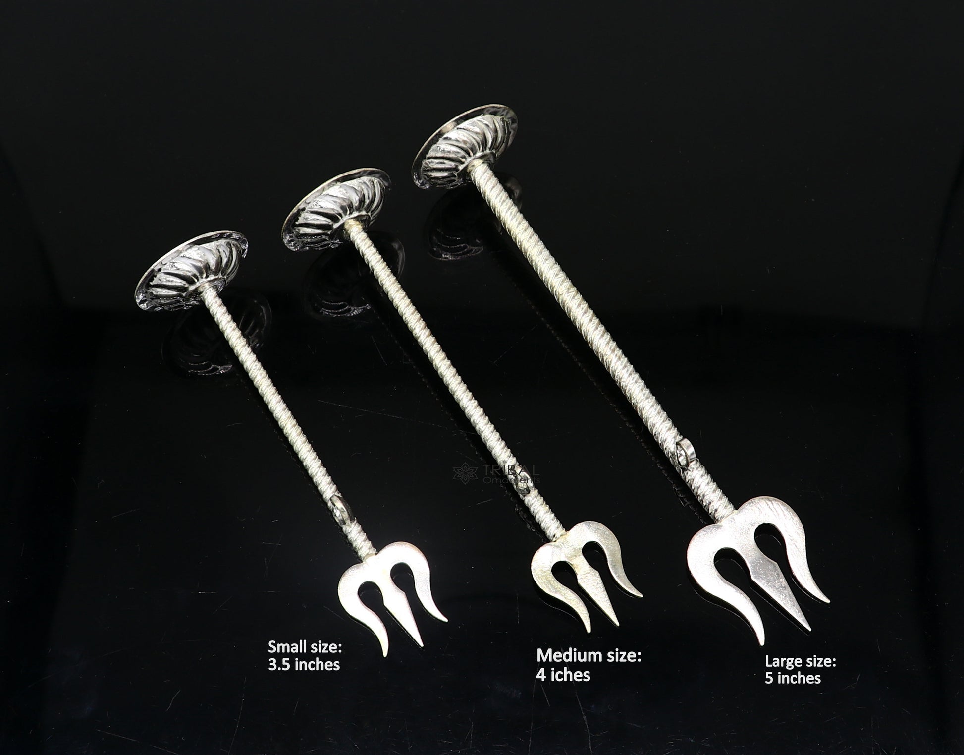 925 Sterling silver handmade lord Shiva trident, fabulous craftsmanship Mahadev trishul or goddess trident collectible puja article su1131 - TRIBAL ORNAMENTS