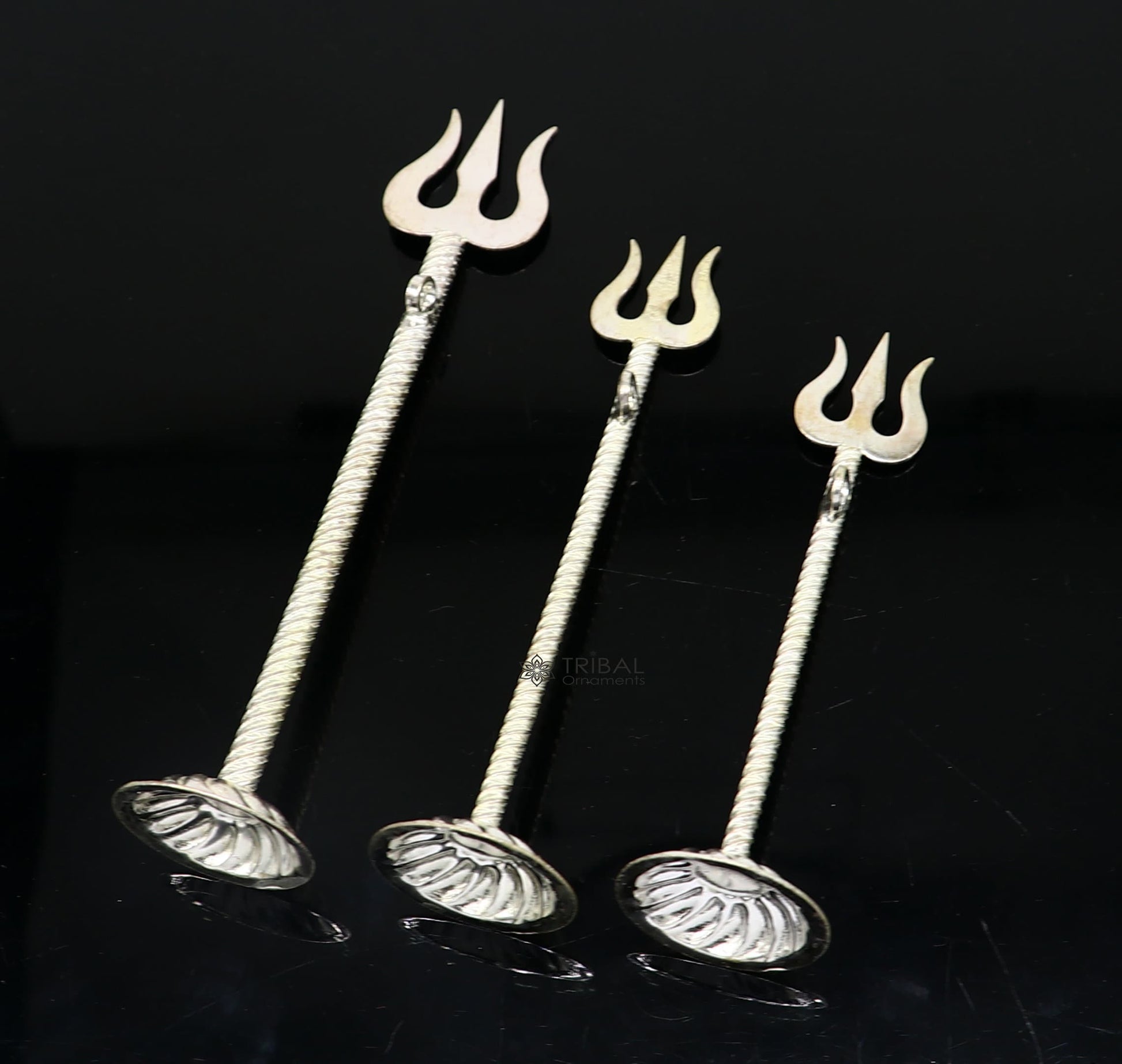 925 Sterling silver handmade lord Shiva trident, fabulous craftsmanship Mahadev trishul or goddess trident collectible puja article su1131 - TRIBAL ORNAMENTS