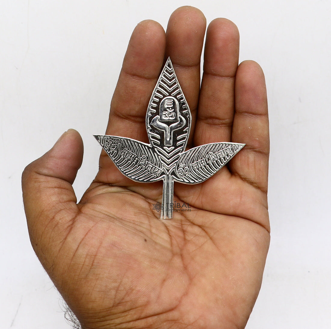 3" Lot Solid real silver handmade solid belva patra, shiva worshipping/ puja article, belpatra or bilva tree leaves su1132 - TRIBAL ORNAMENTS