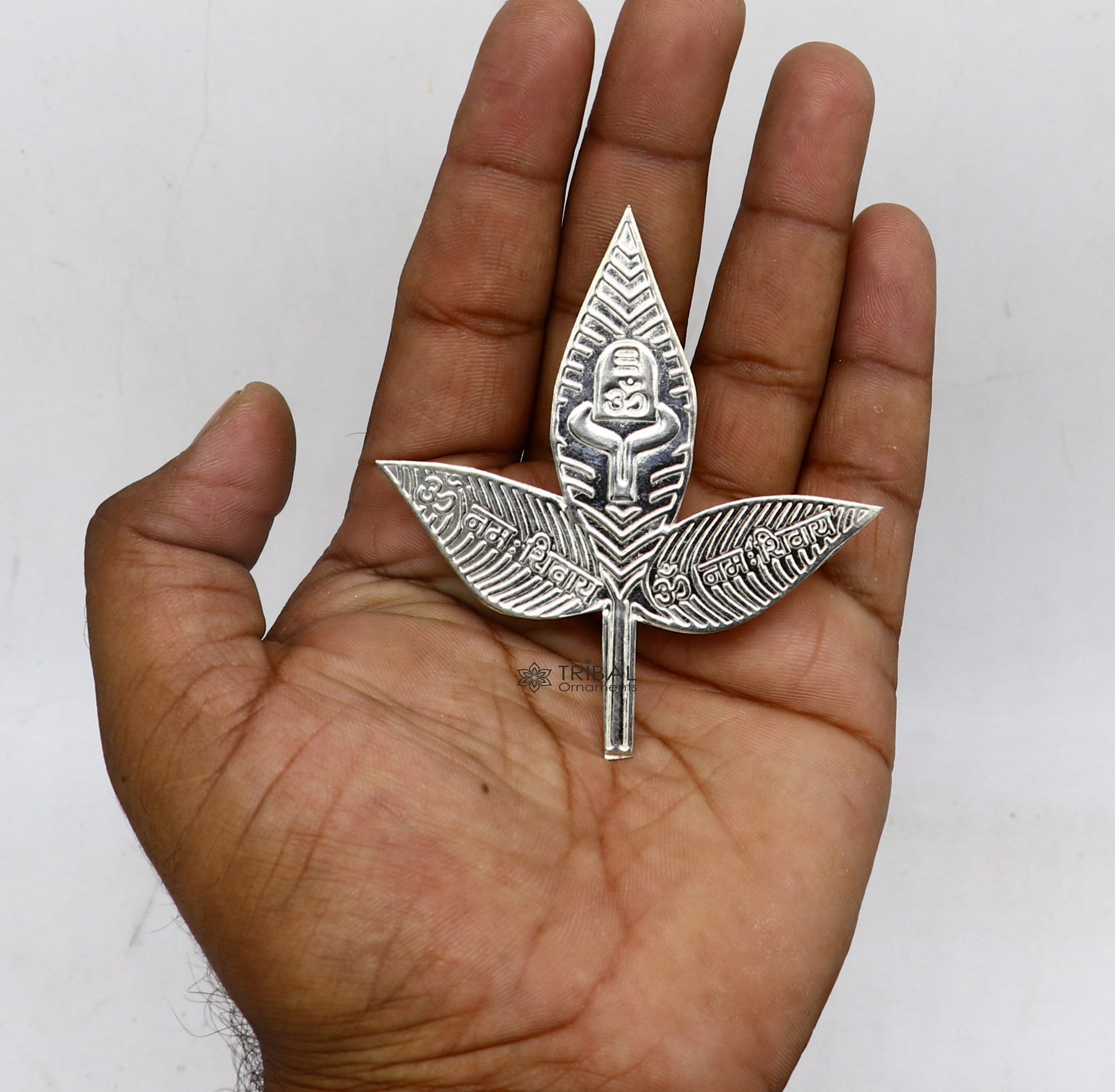 3" Lot Solid real silver handmade solid belva patra, shiva worshipping/ puja article, belpatra or bilva tree leaves su1132 - TRIBAL ORNAMENTS