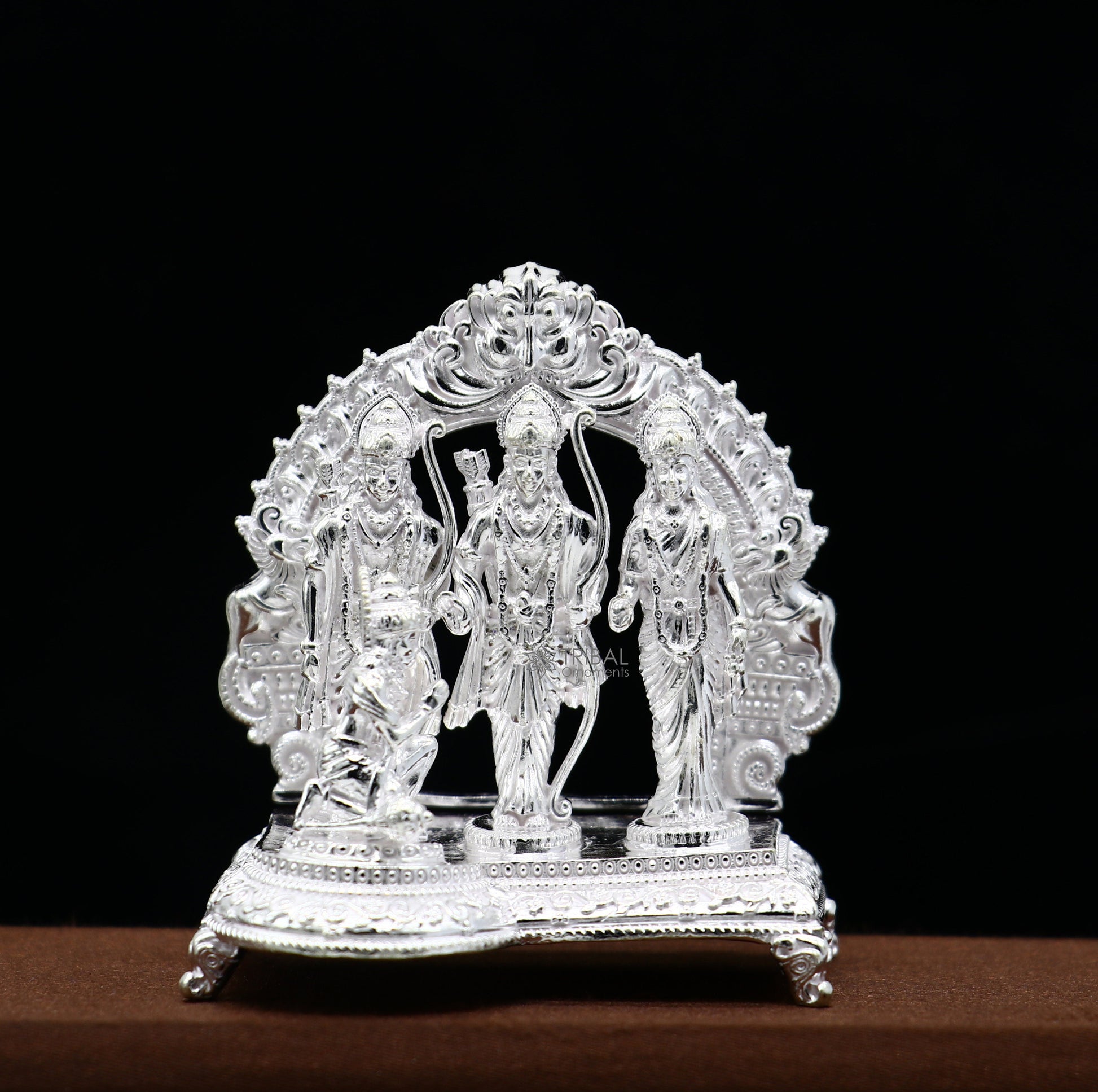 925 sterling silver handmade Divine Hindu god Rama Laxman Seeta and Hanuman blessing Statue, Ram Darbar Divine figurine puja article art642 - TRIBAL ORNAMENTS