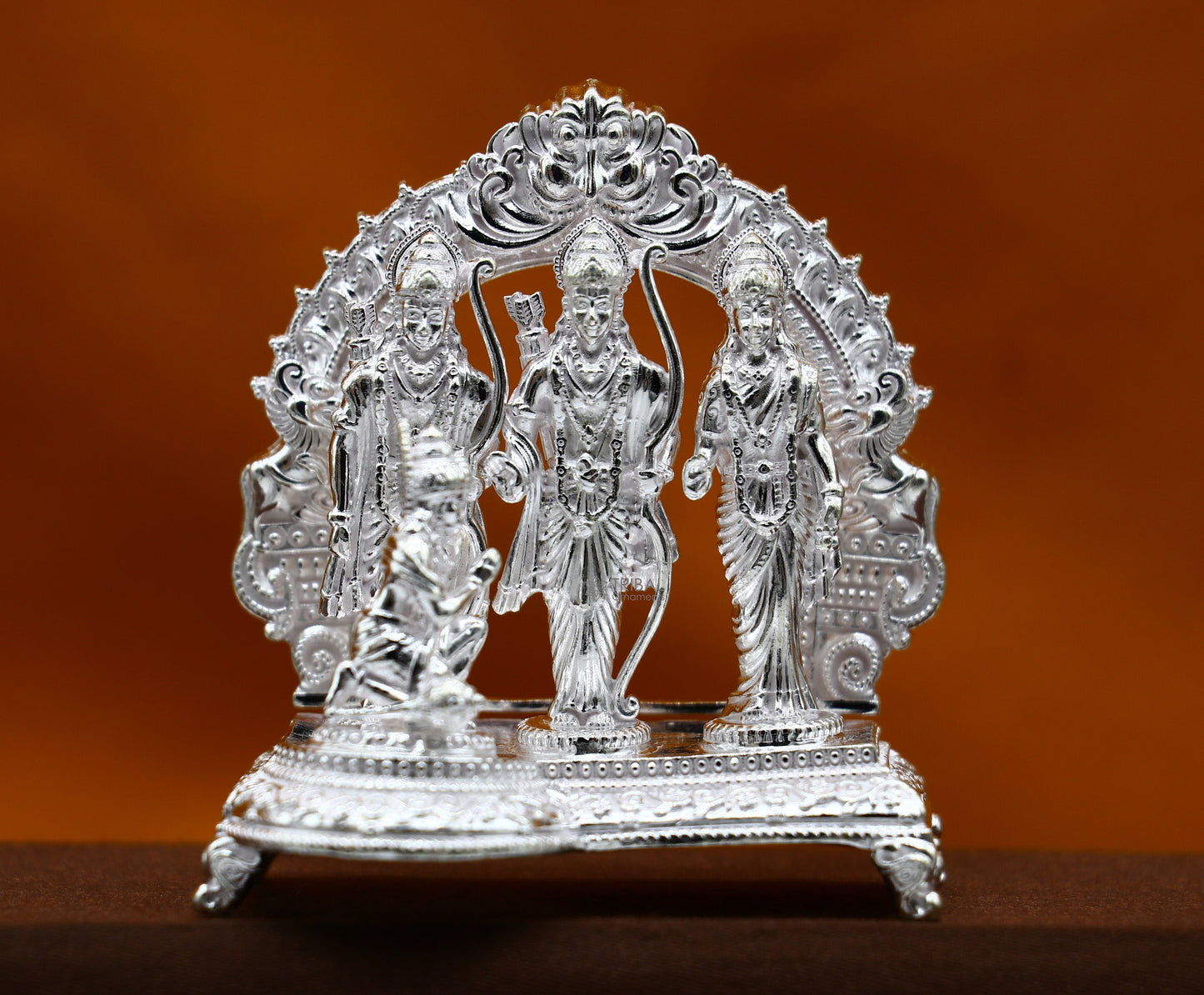 925 sterling silver handmade Divine Hindu god Rama Laxman Seeta and Hanuman blessing Statue, Ram Darbar Divine figurine puja article art642 - TRIBAL ORNAMENTS