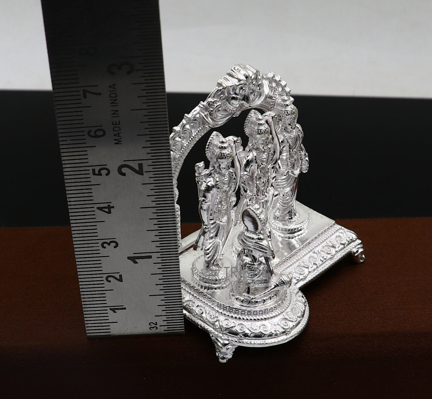 925 sterling silver handmade Divine Hindu god Rama Laxman Seeta and Hanuman blessing Statue, Ram Darbar Divine figurine puja article art642 - TRIBAL ORNAMENTS