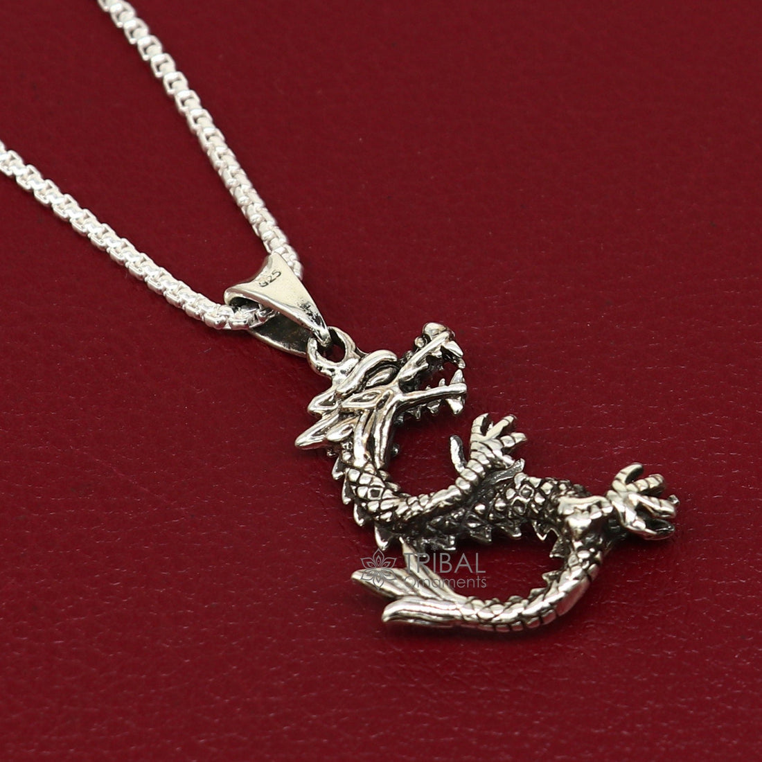 925 sterling silver unique Dragon design pendant, silver trendy pendant necklace, silver unisex cultural designer jewelry nsp642 - TRIBAL ORNAMENTS