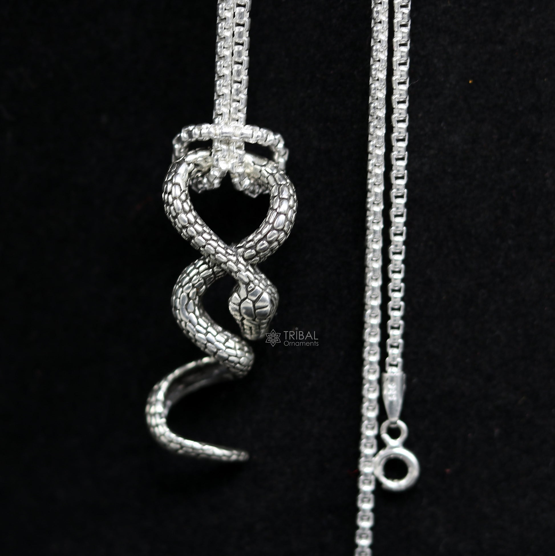 925 sterling silver unique waved snake pendant/ king cobra snake pendant is n embodiment of timeless beauty and symbolism nsp644 - TRIBAL ORNAMENTS