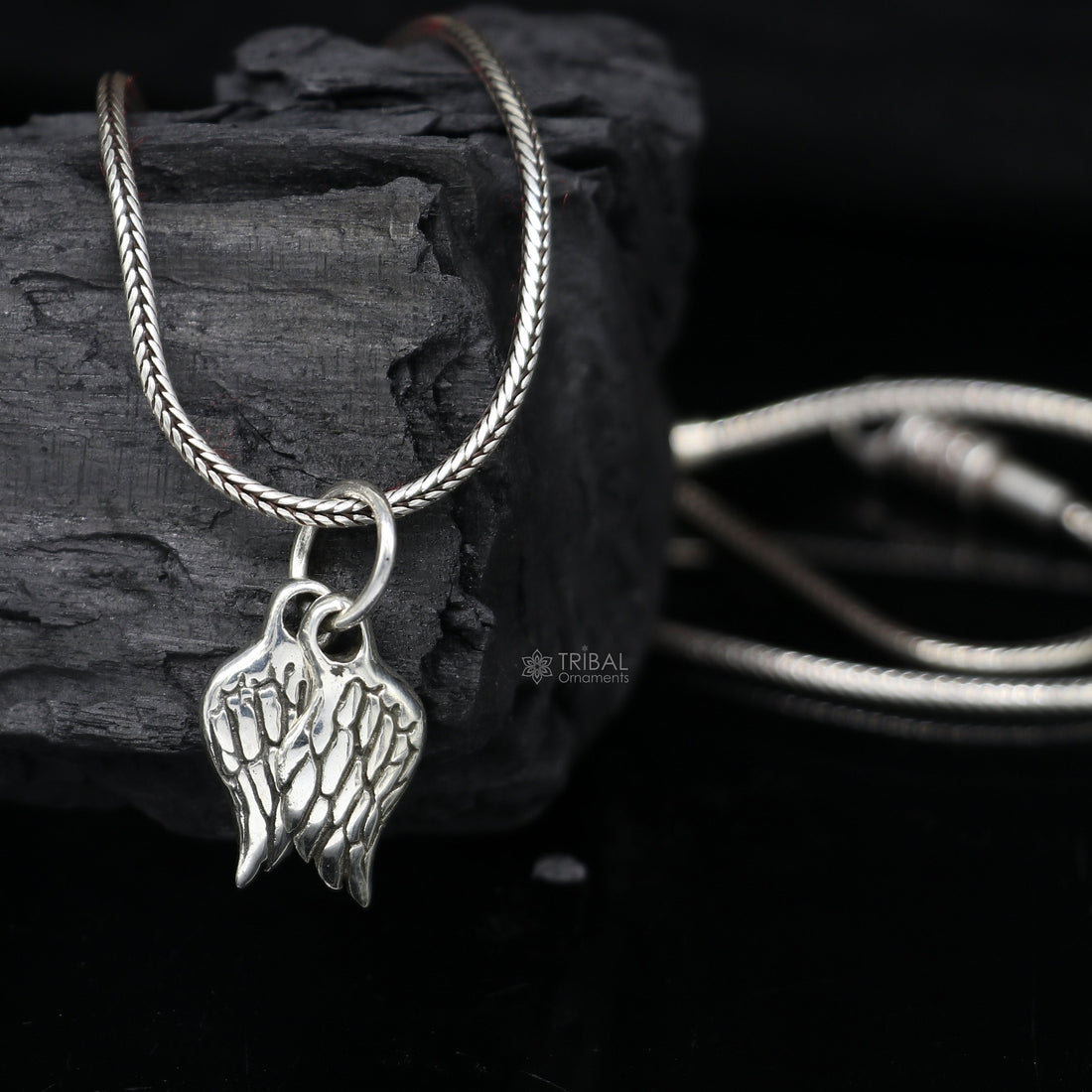 925 sterling silver unique bird wing pendant/ bird feather pendant, silver wing necklace, Angel Wing Silver pendant, animal jewelry nsp646 - TRIBAL ORNAMENTS