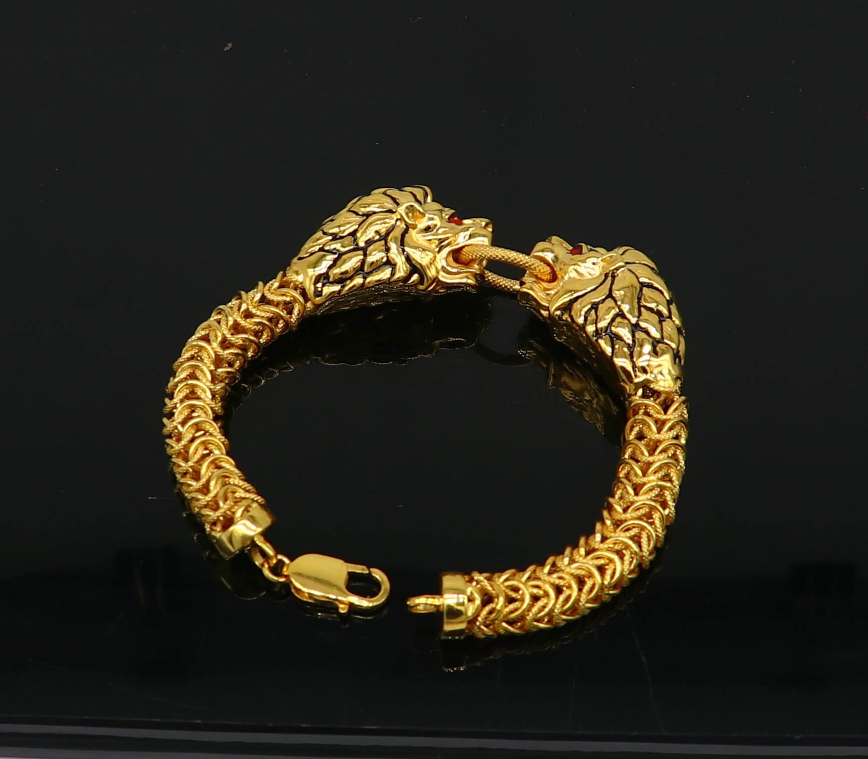 Mens gold deals lion bracelet