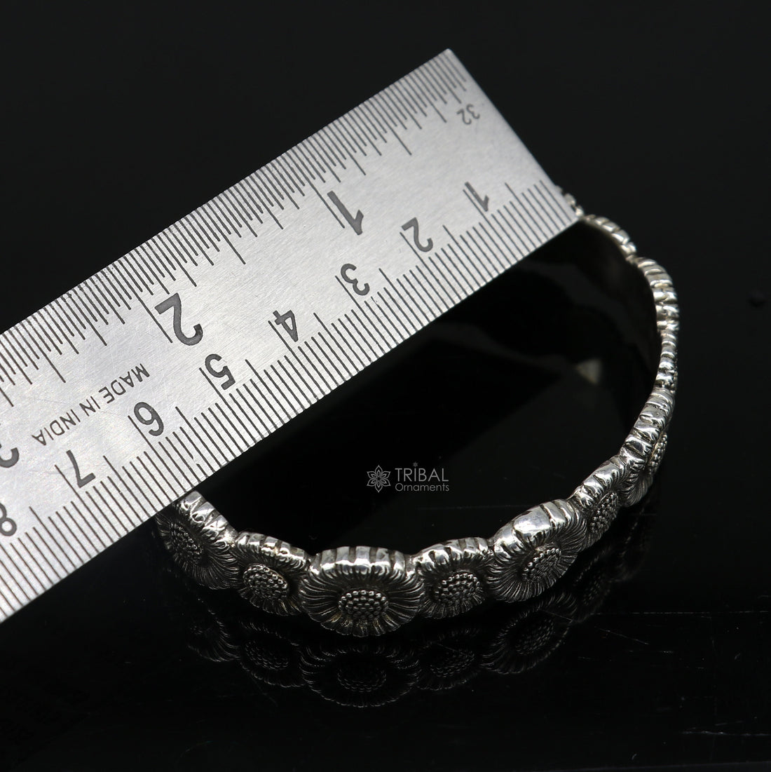 925 sterling silver handmade unique floral design adjustable cuff bangle bracelet, cuff kada unsex gifting jewelry solid silver kada cuff148 - TRIBAL ORNAMENTS